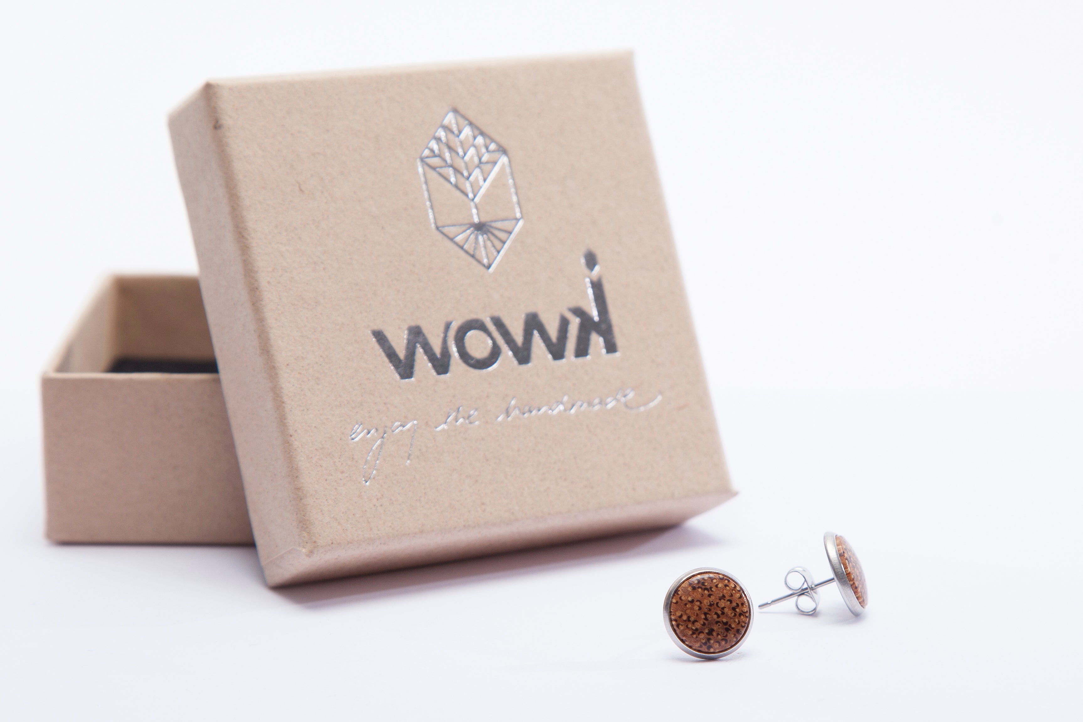 Ohrringe Silber mit hellem Palmenholz von wowki