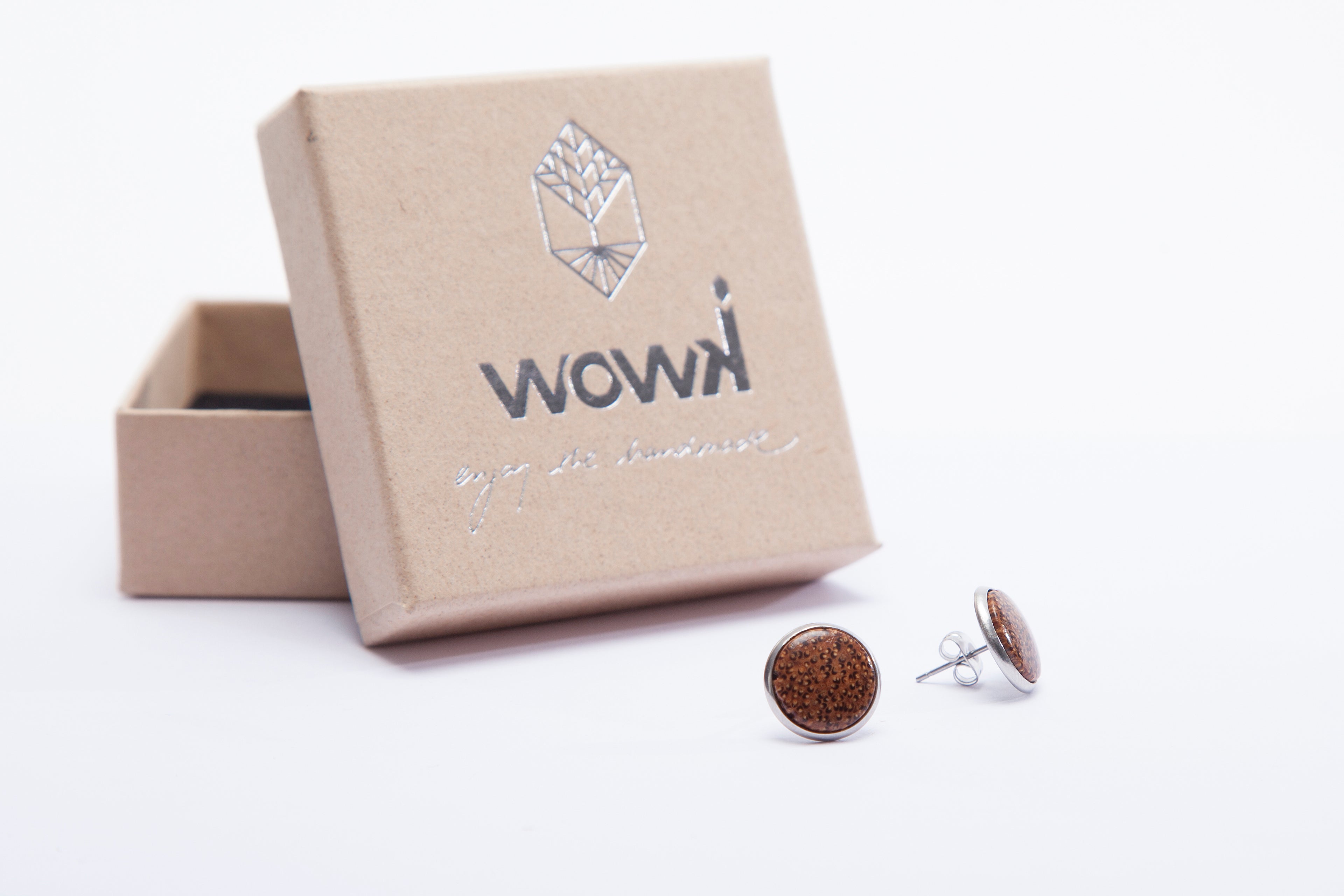 Ohrringe Silber mit hellem Palmenholz von wowki