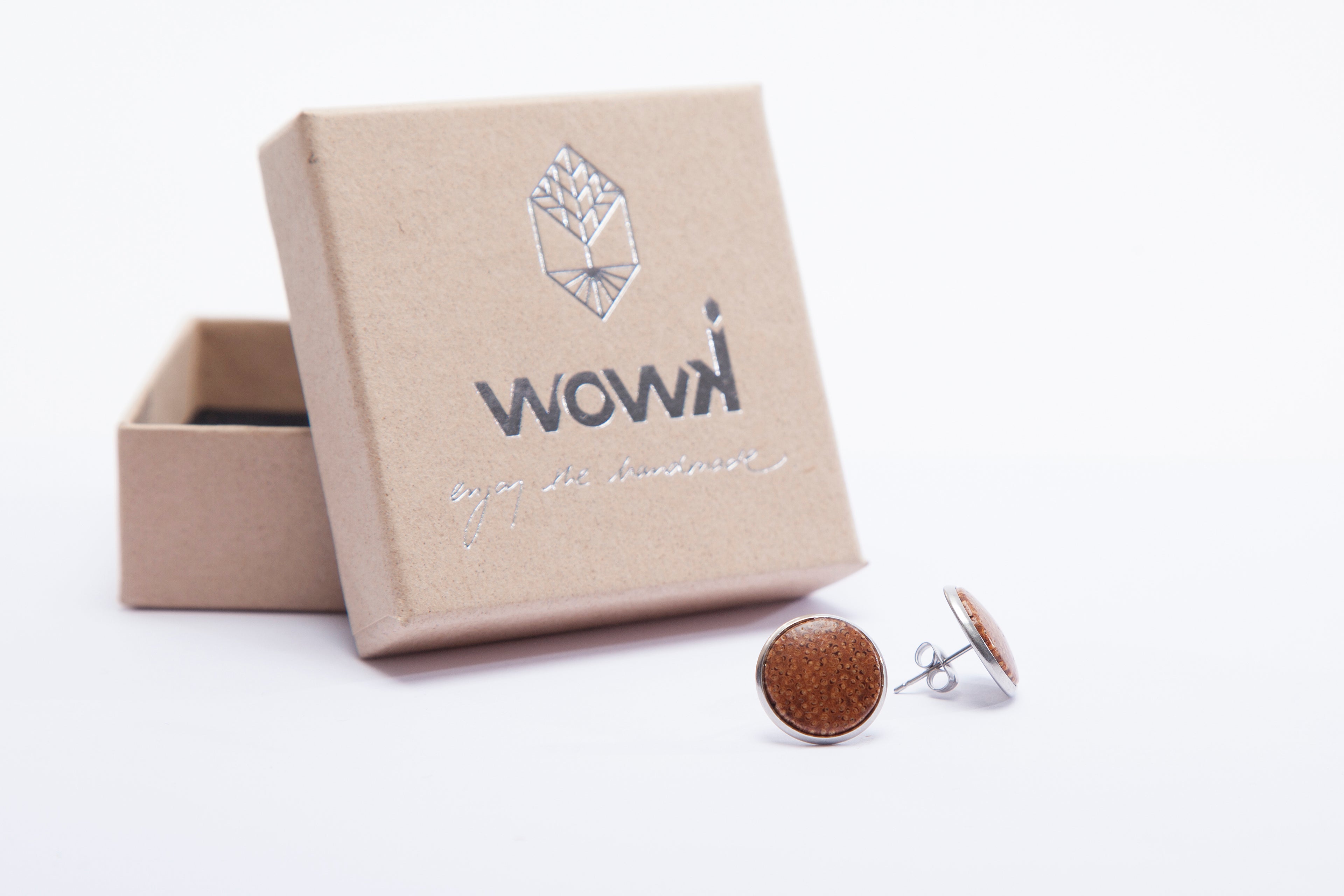 Ohrringe Silber mit hellem Palmenholz von wowki