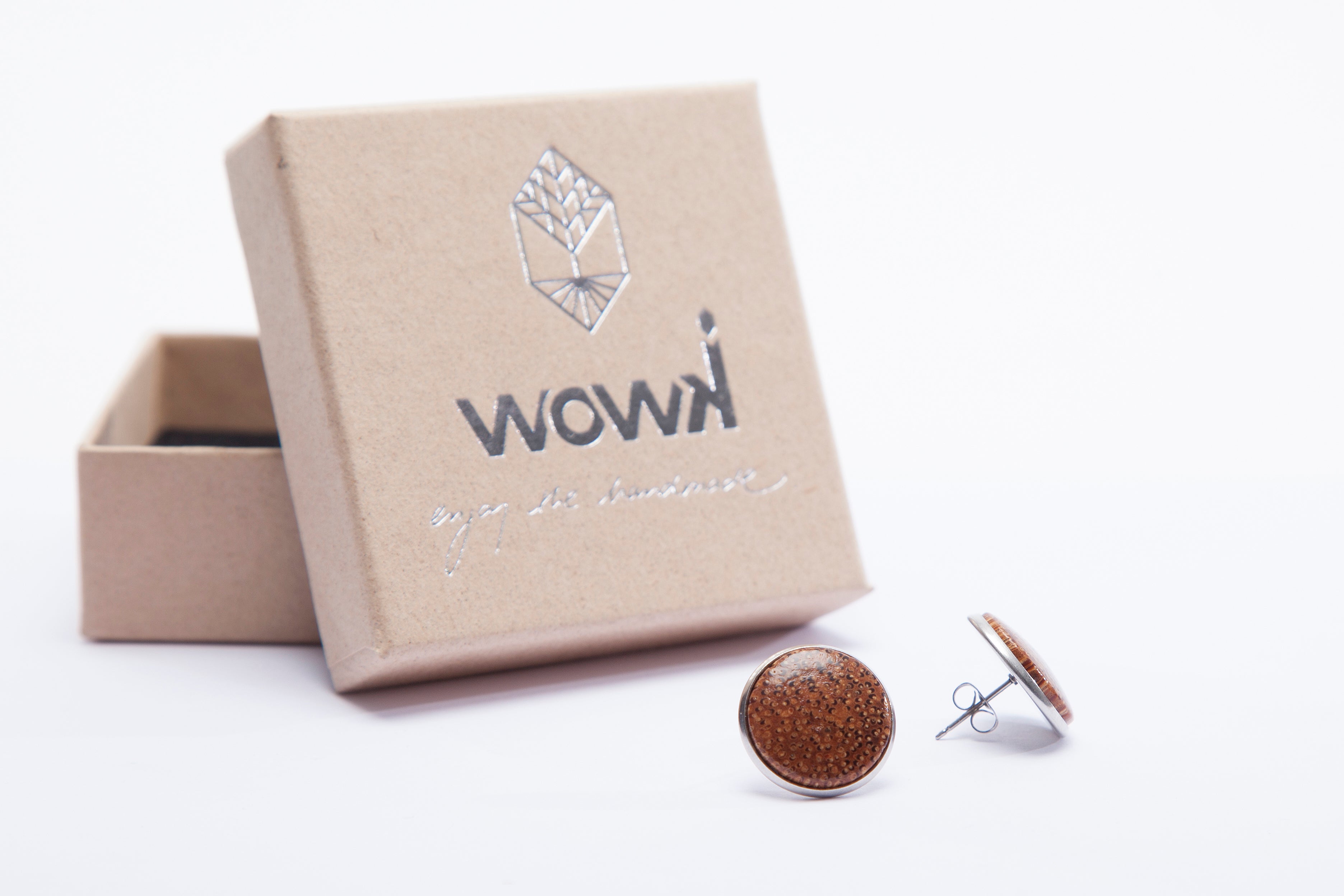 Ohrringe Silber mit hellem Palmenholz von wowki