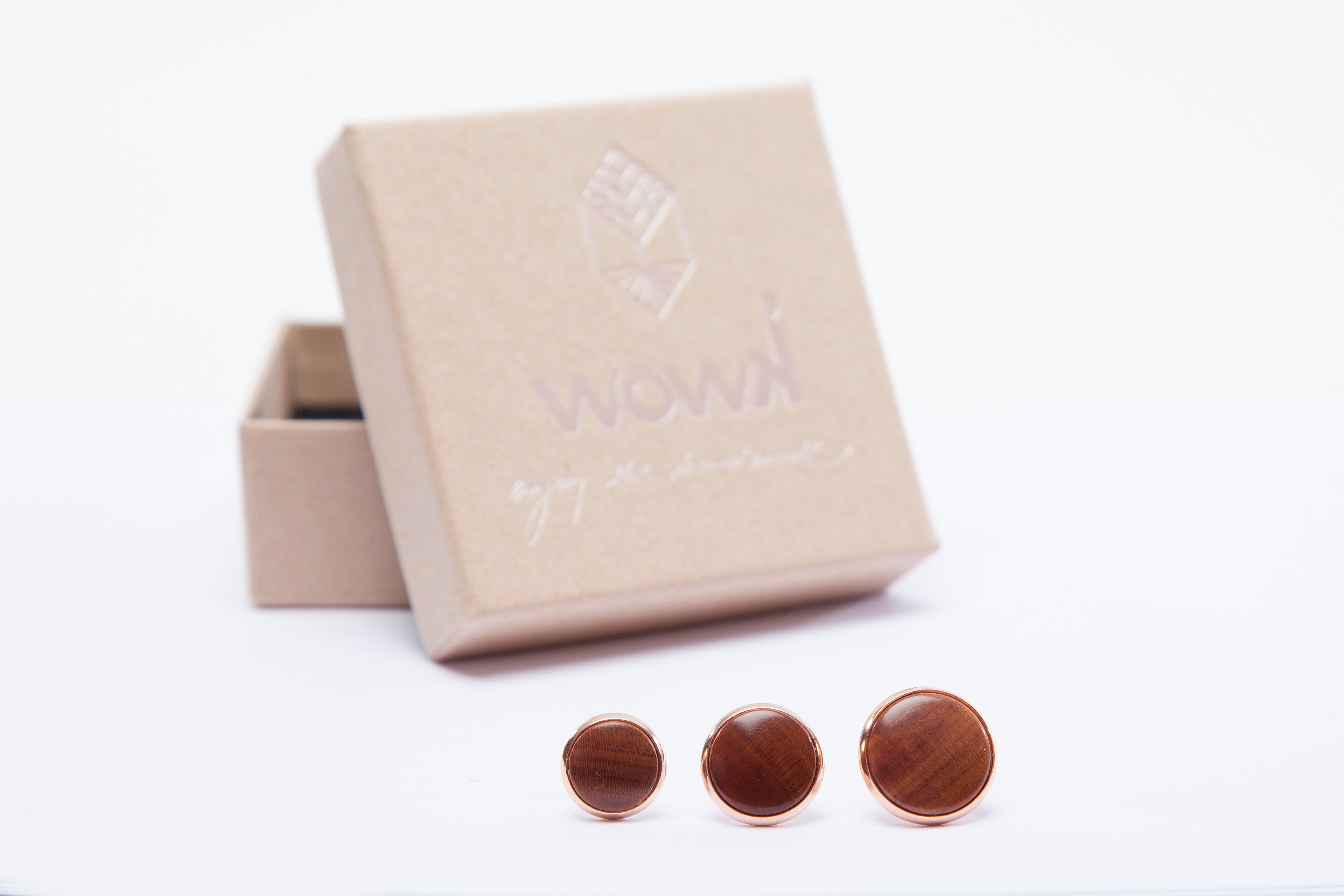 Ohrringe Roségold mit Pflaumenholz von wowki