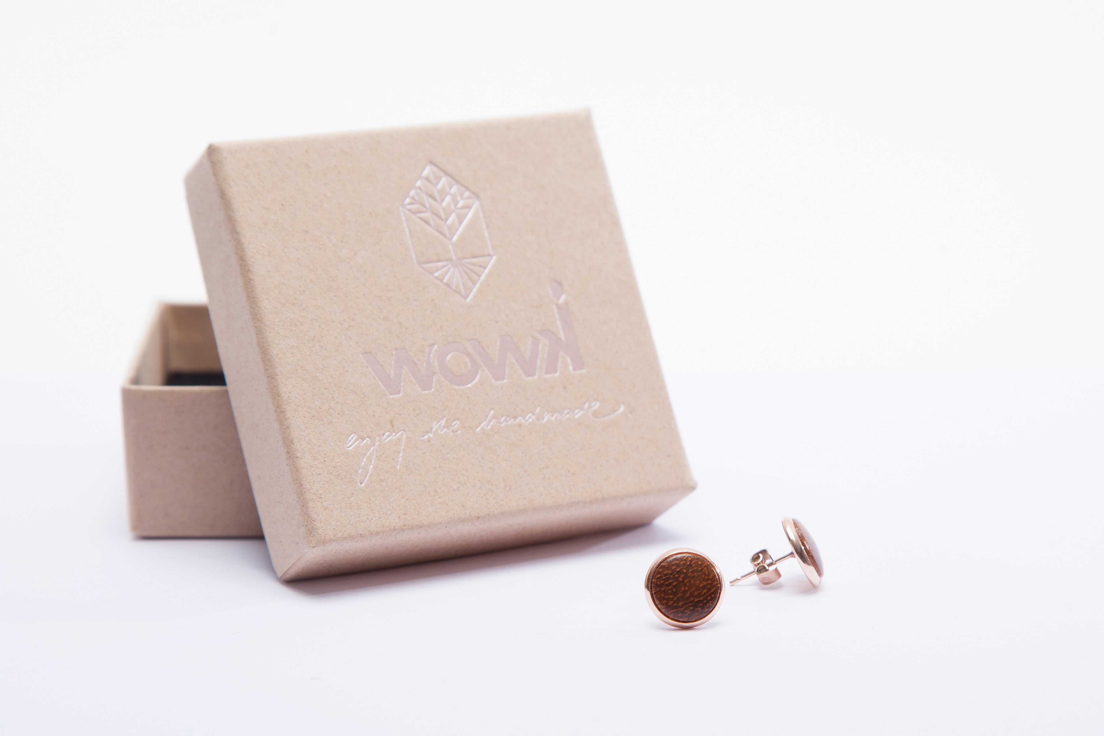 Ohrringe Roségold mit Teakholz von wowki
