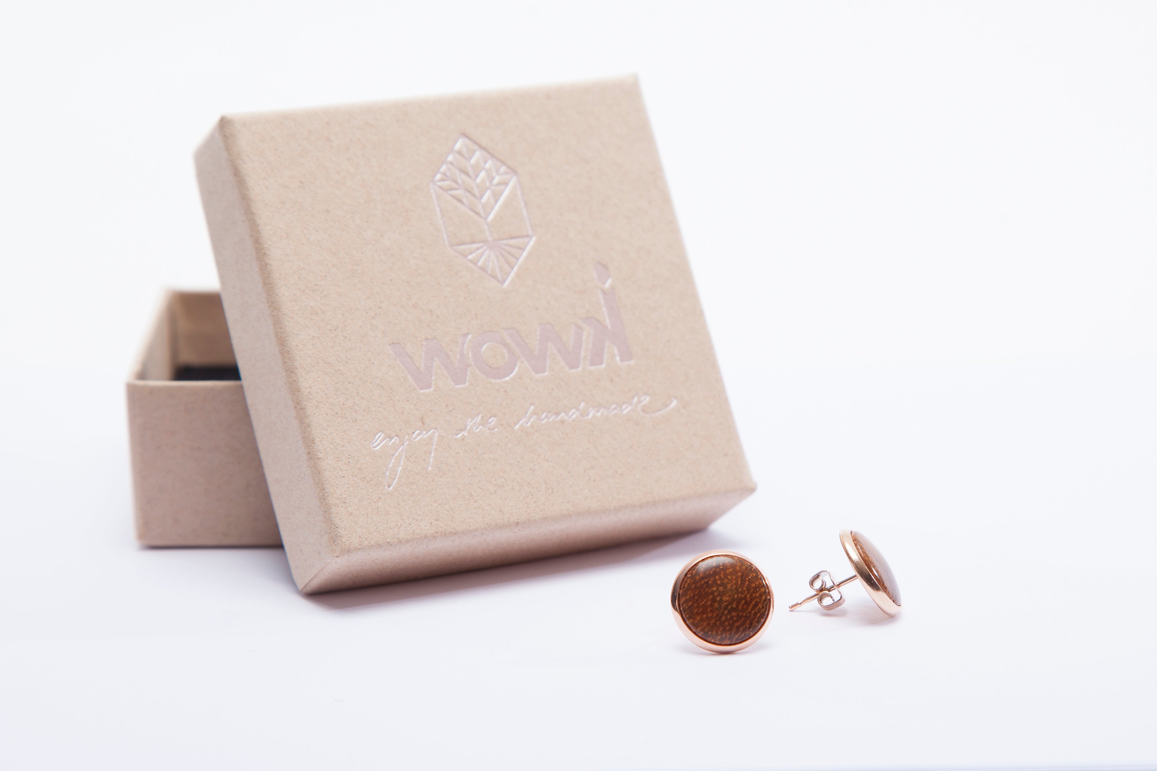 Ohrringe Roségold mit Teakholz von wowki