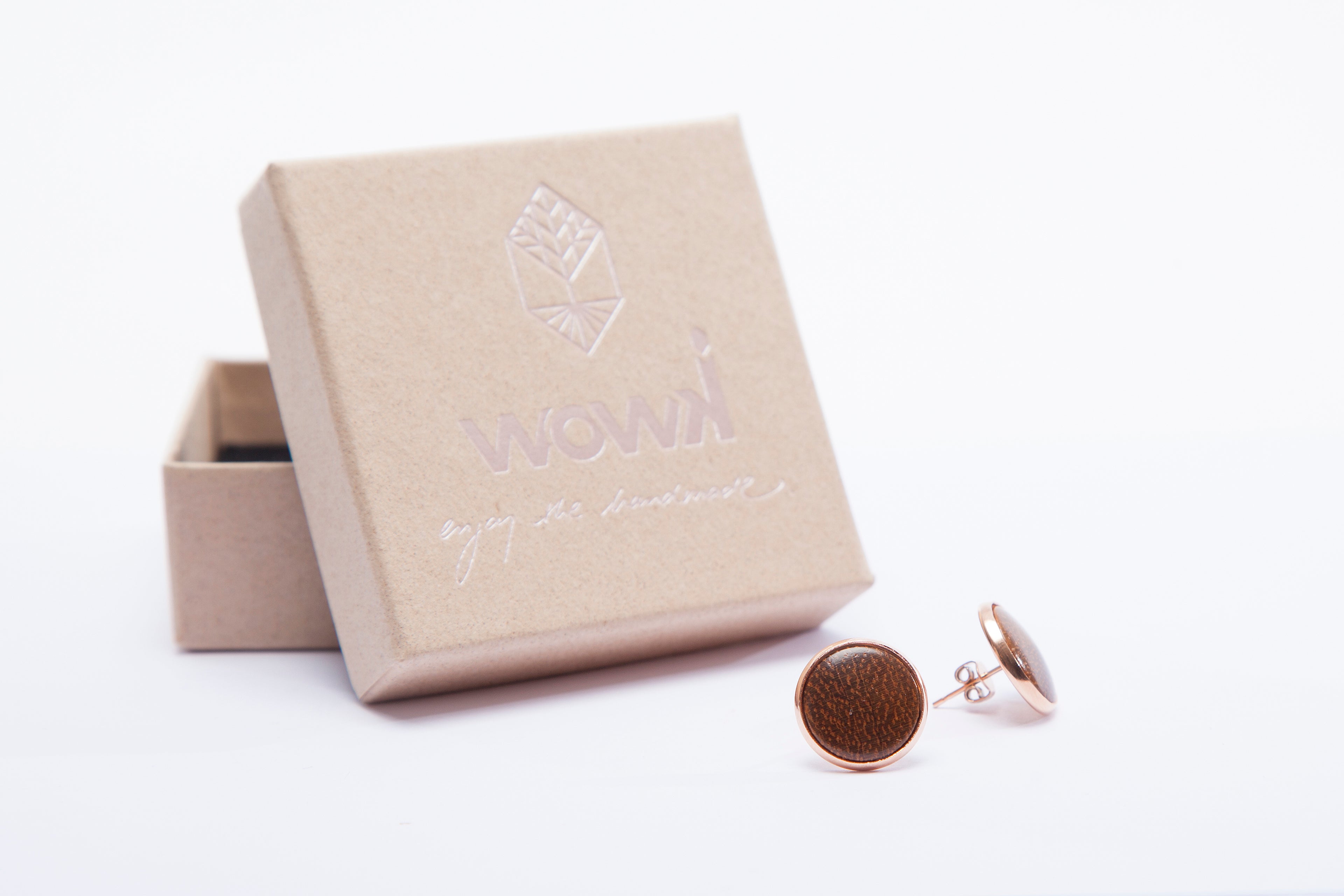 Ohrringe Roségold mit Teakholz von wowki