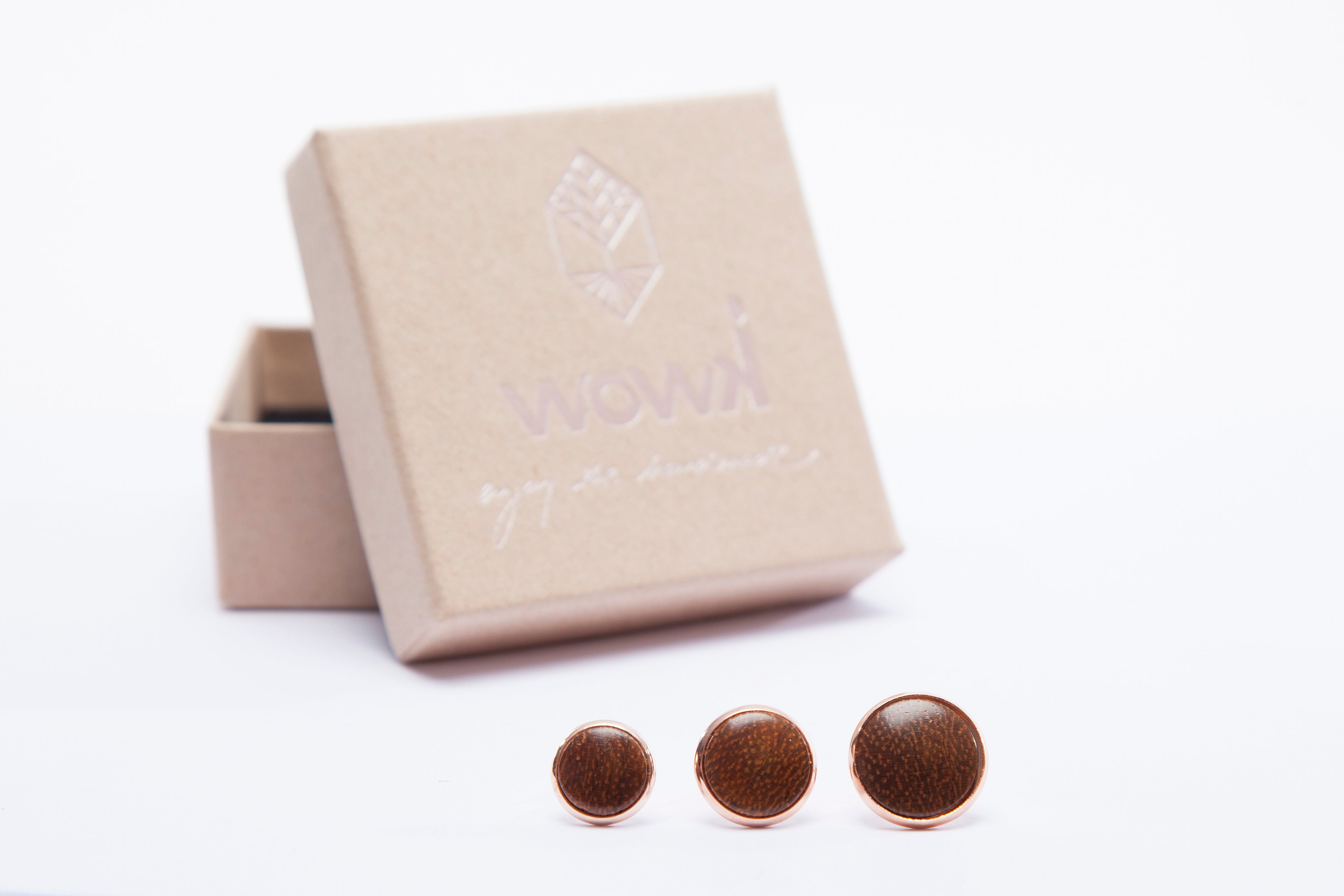 Ohrringe Roségold mit Teakholz von wowki