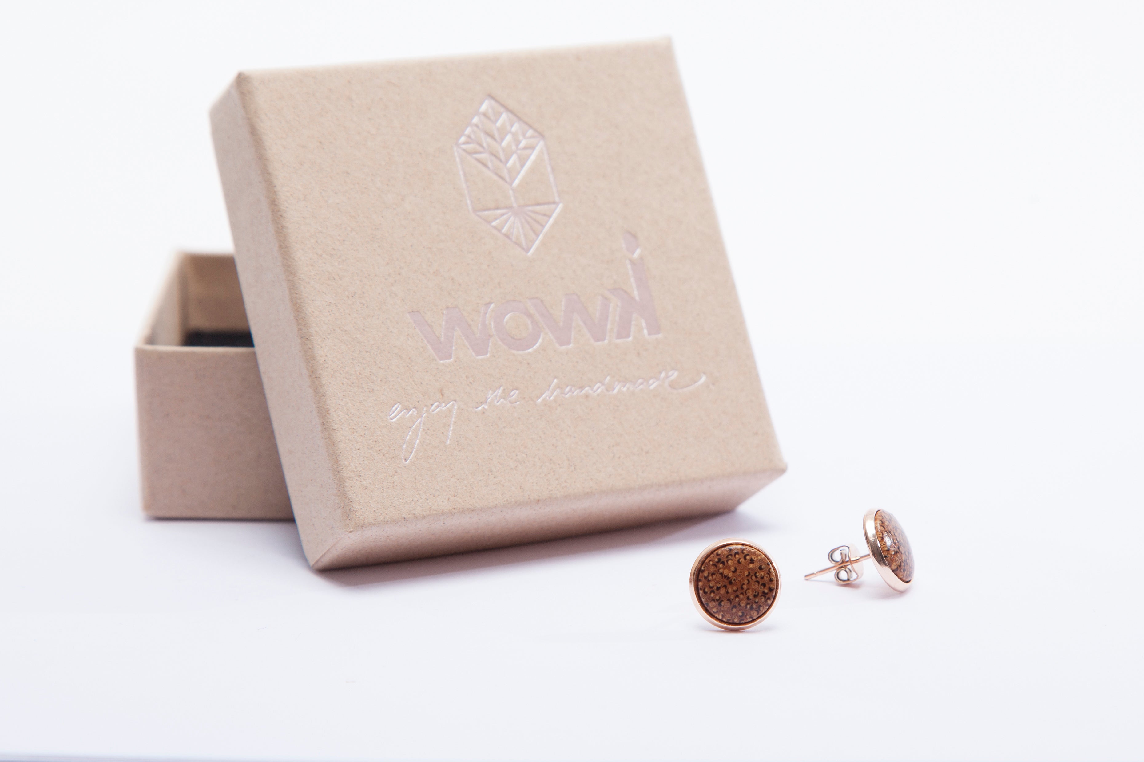 Ohrringe Roségold mit hellem Palmenholz von wowki