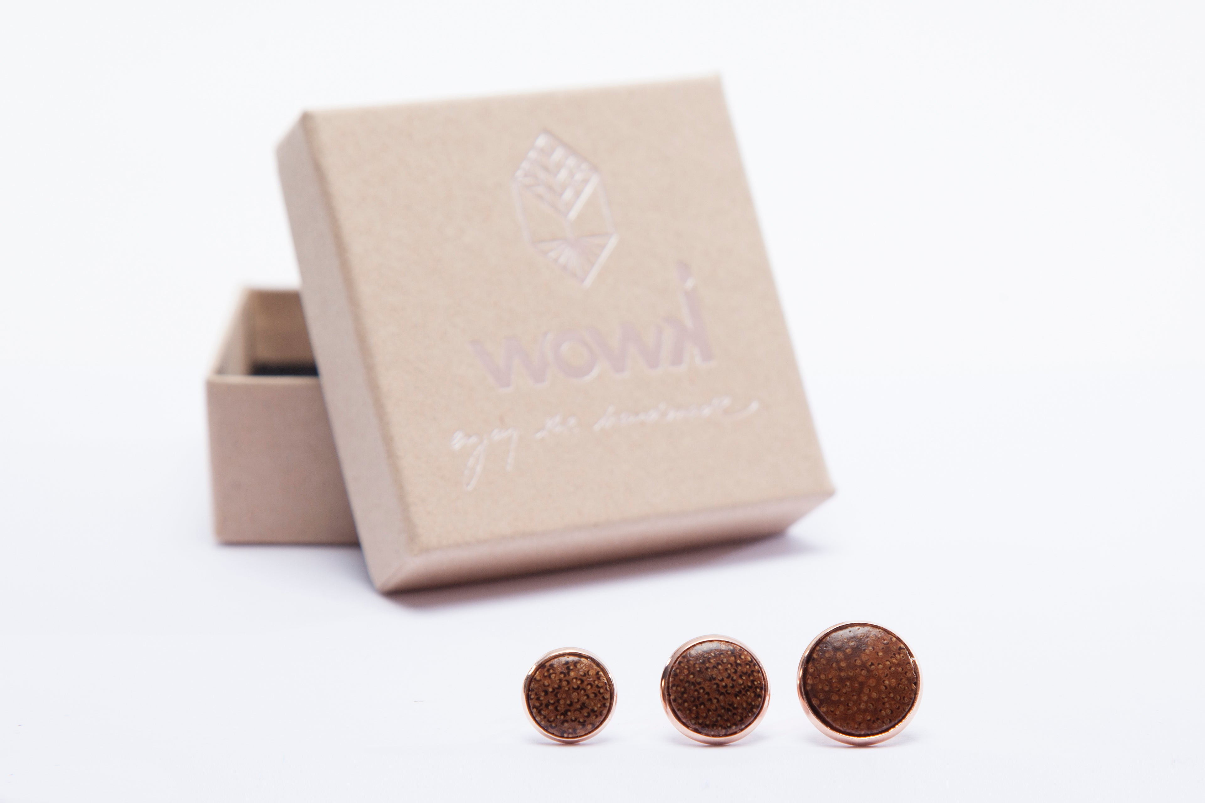 Ohrringe Roségold mit hellem Palmenholz von wowki