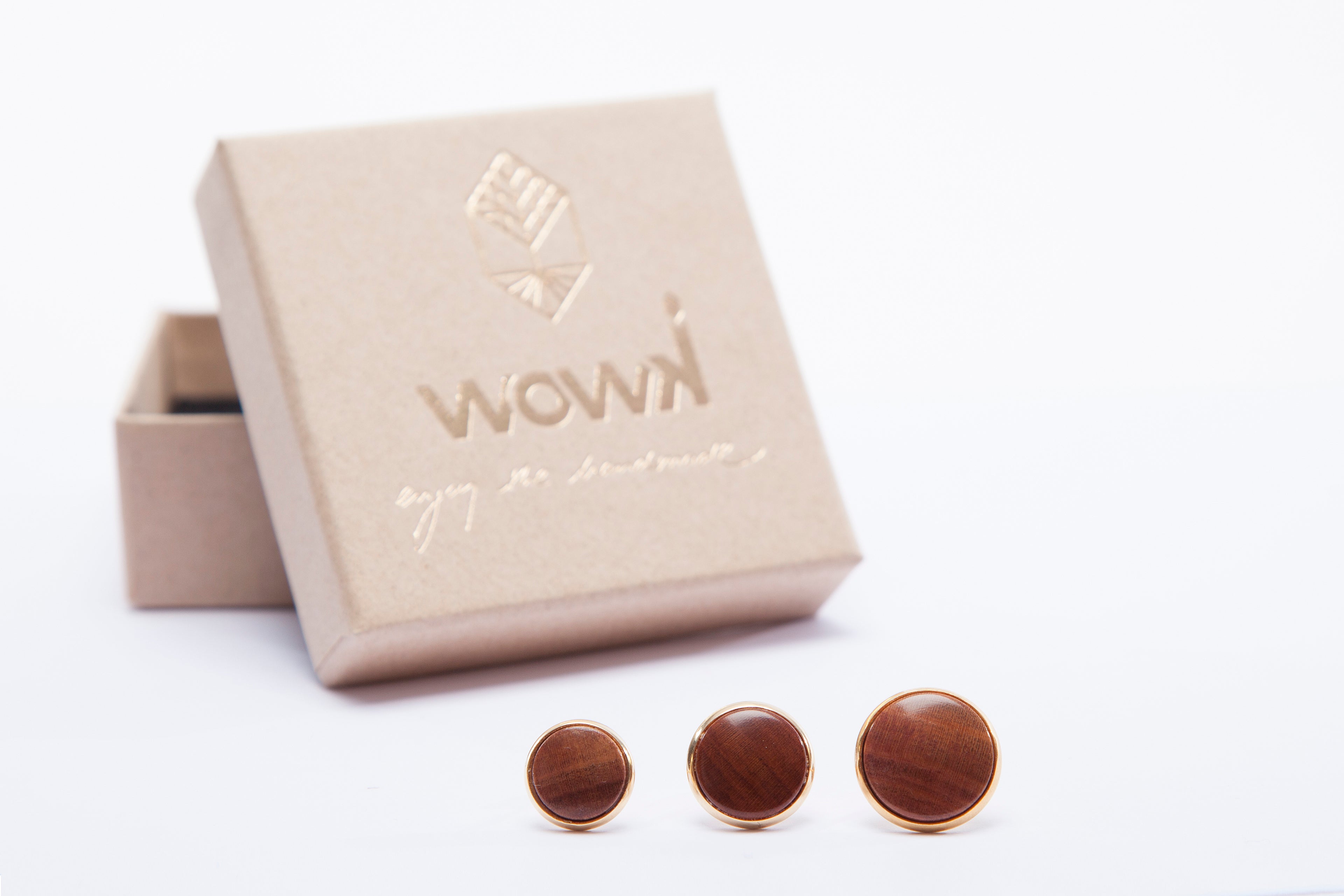 Ohrringe Gold mit Pflaumenholz von wowki