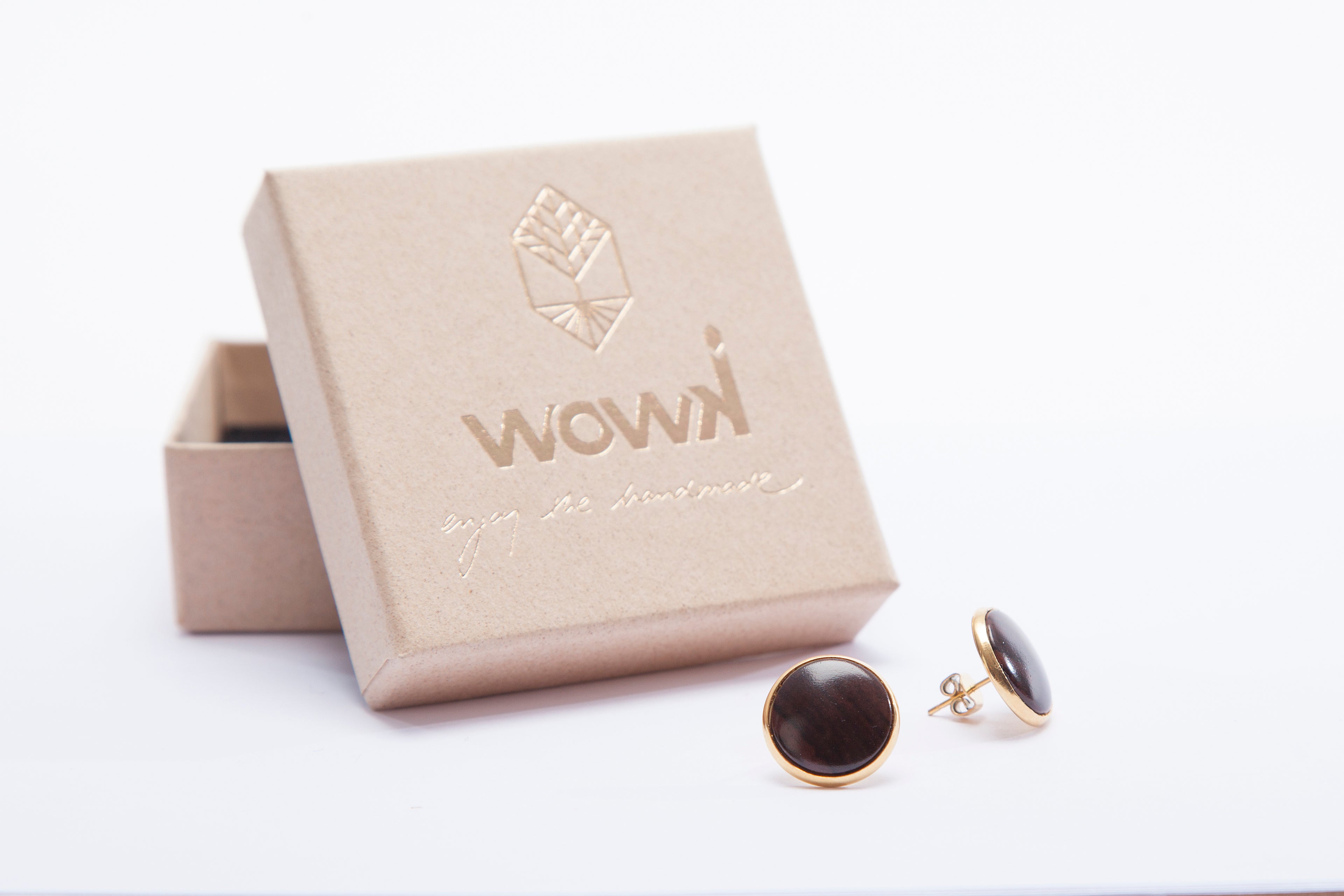 Ohrringe Gold mit Palisanderholz von wowki
