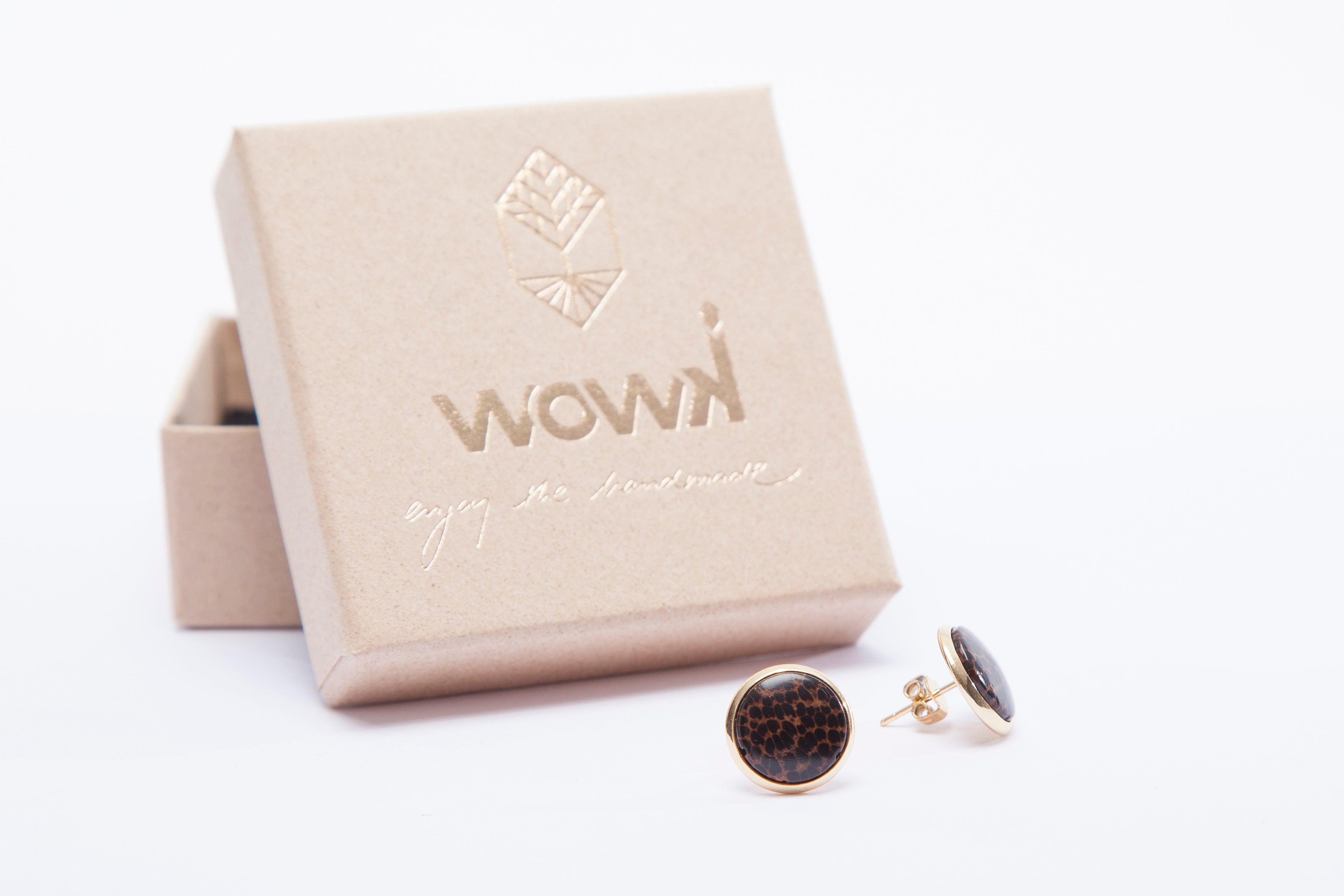 Ohrringe Gold mit dunklem Palmenholz von wowki