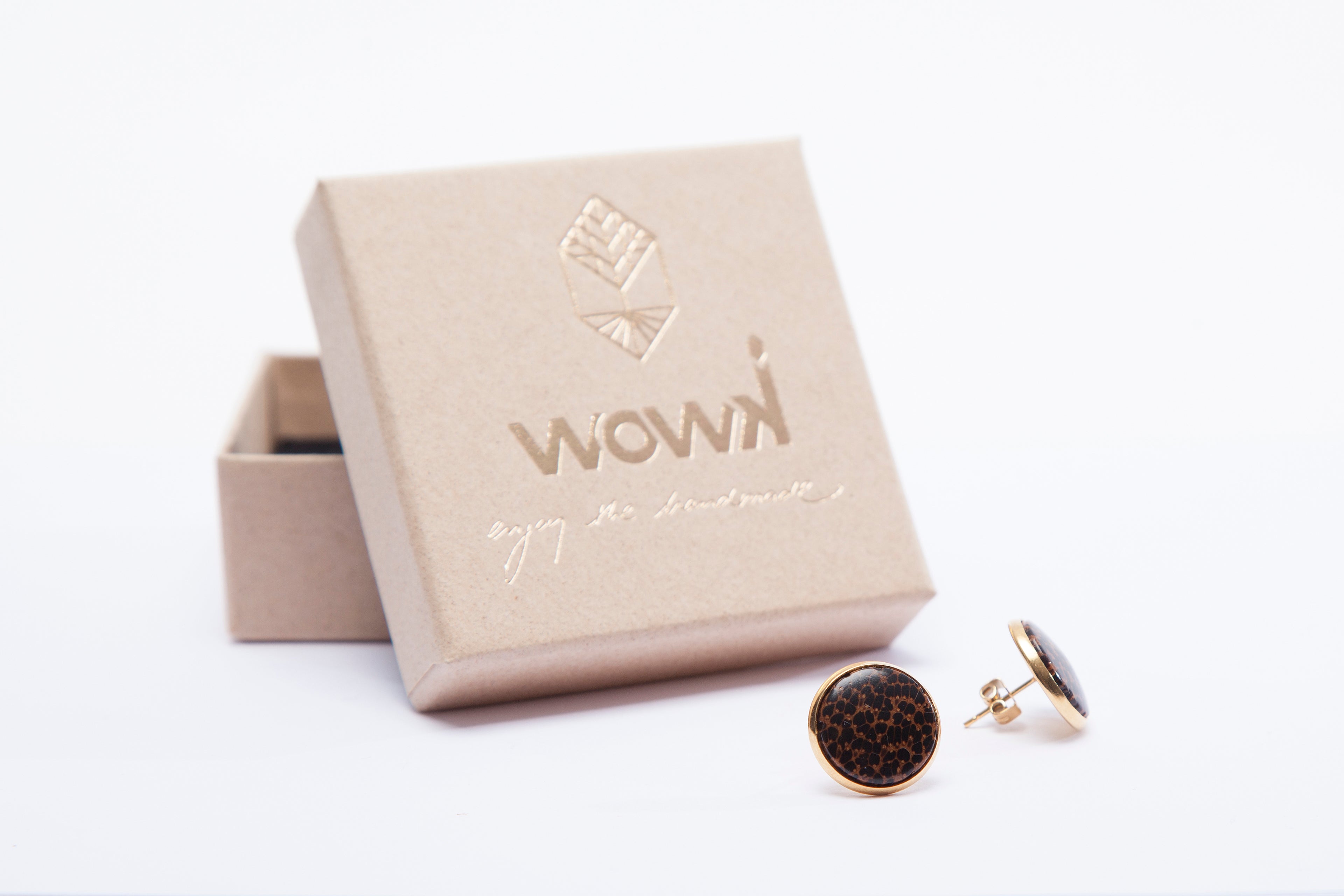 Ohrringe Gold mit dunklem Palmenholz von wowki