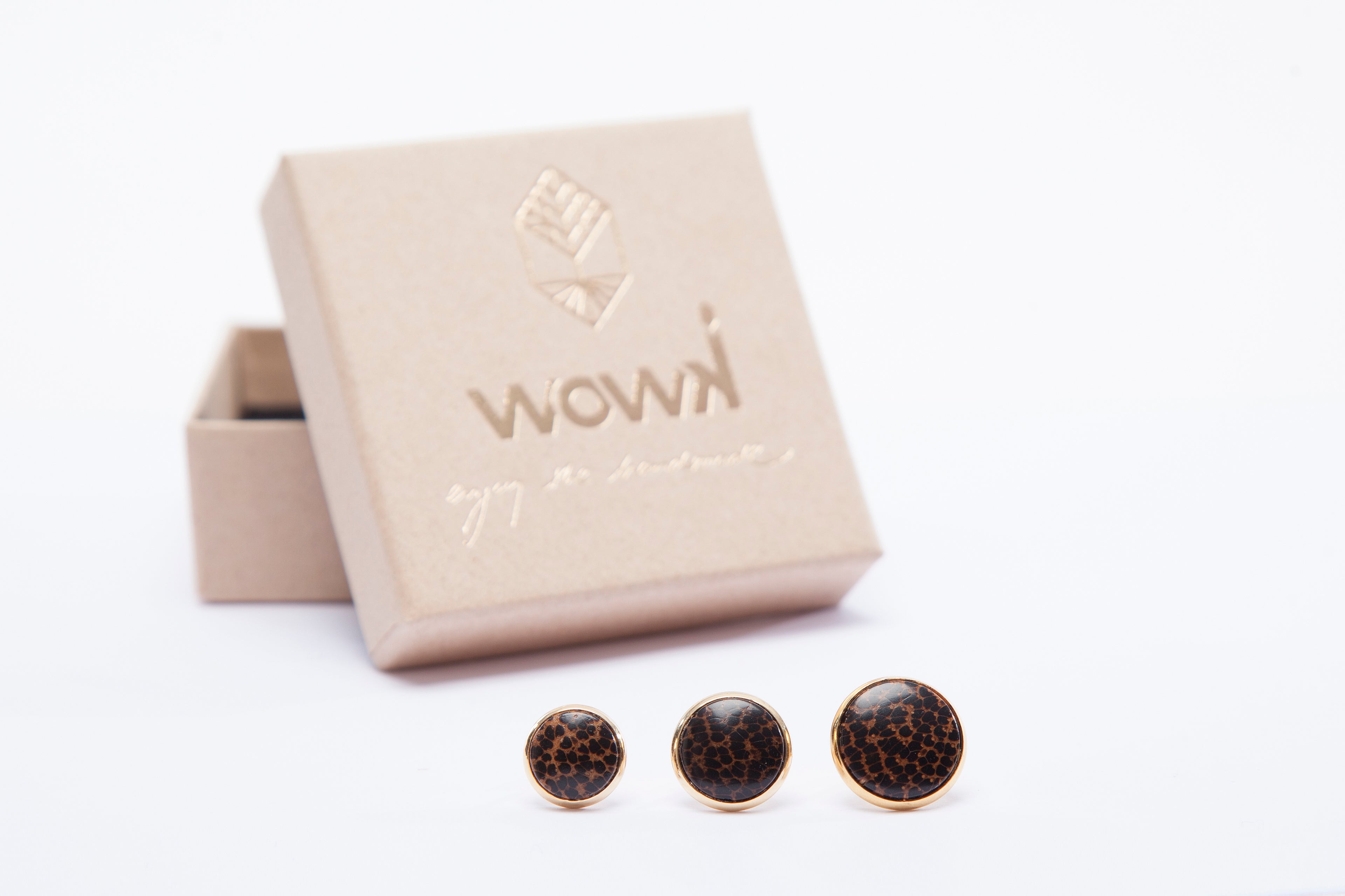 Ohrringe Gold mit dunklem Palmenholz von wowki