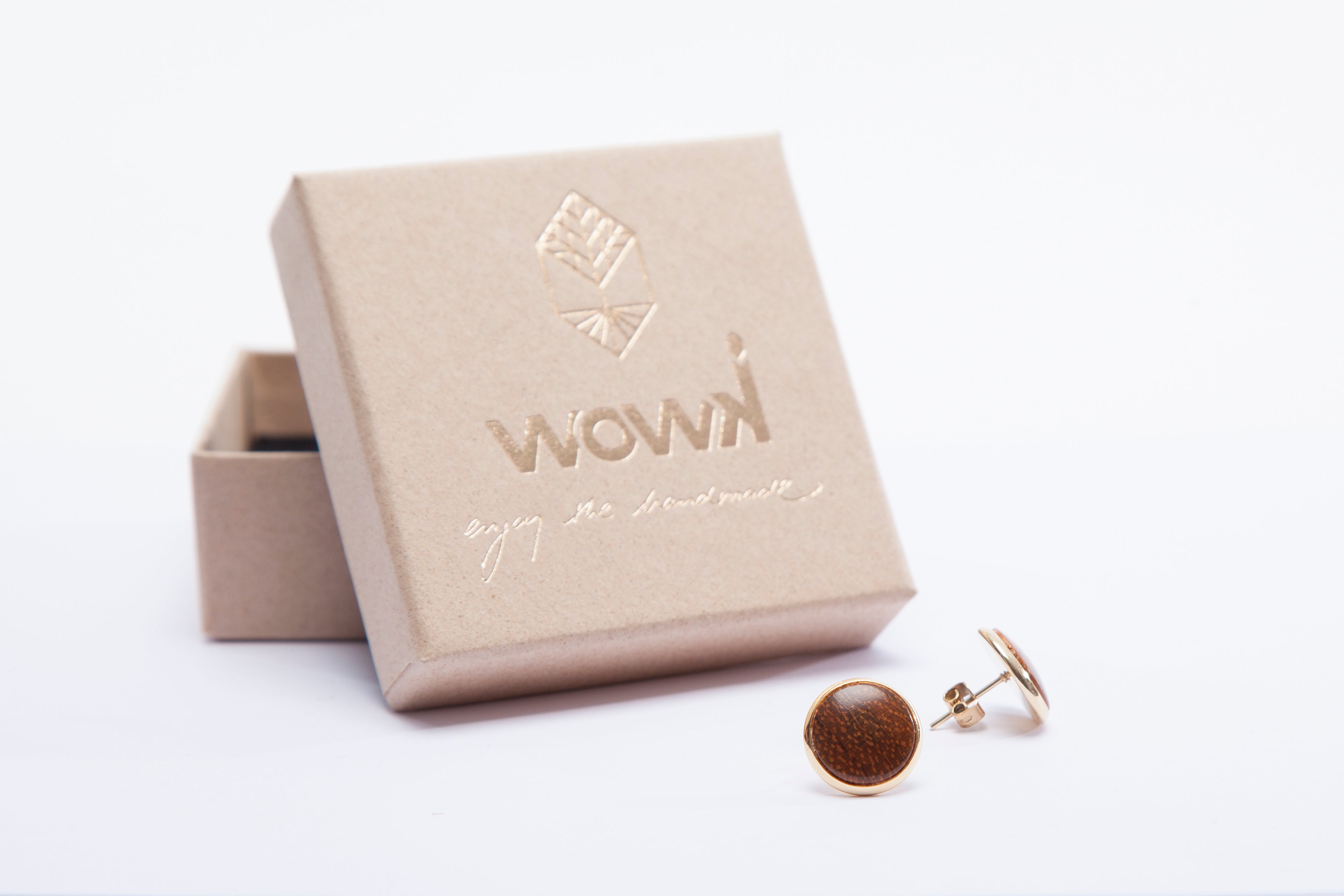 Ohrringe Gold mit Teakholz von wowki