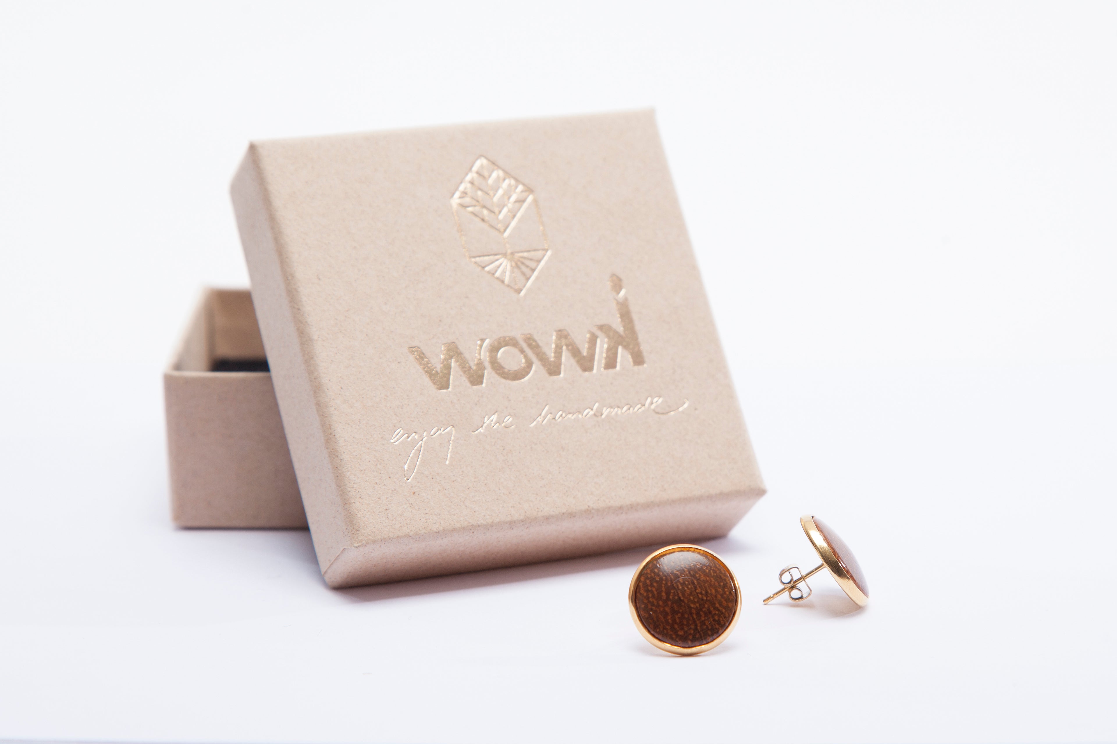 Ohrringe Gold mit Teakholz von wowki