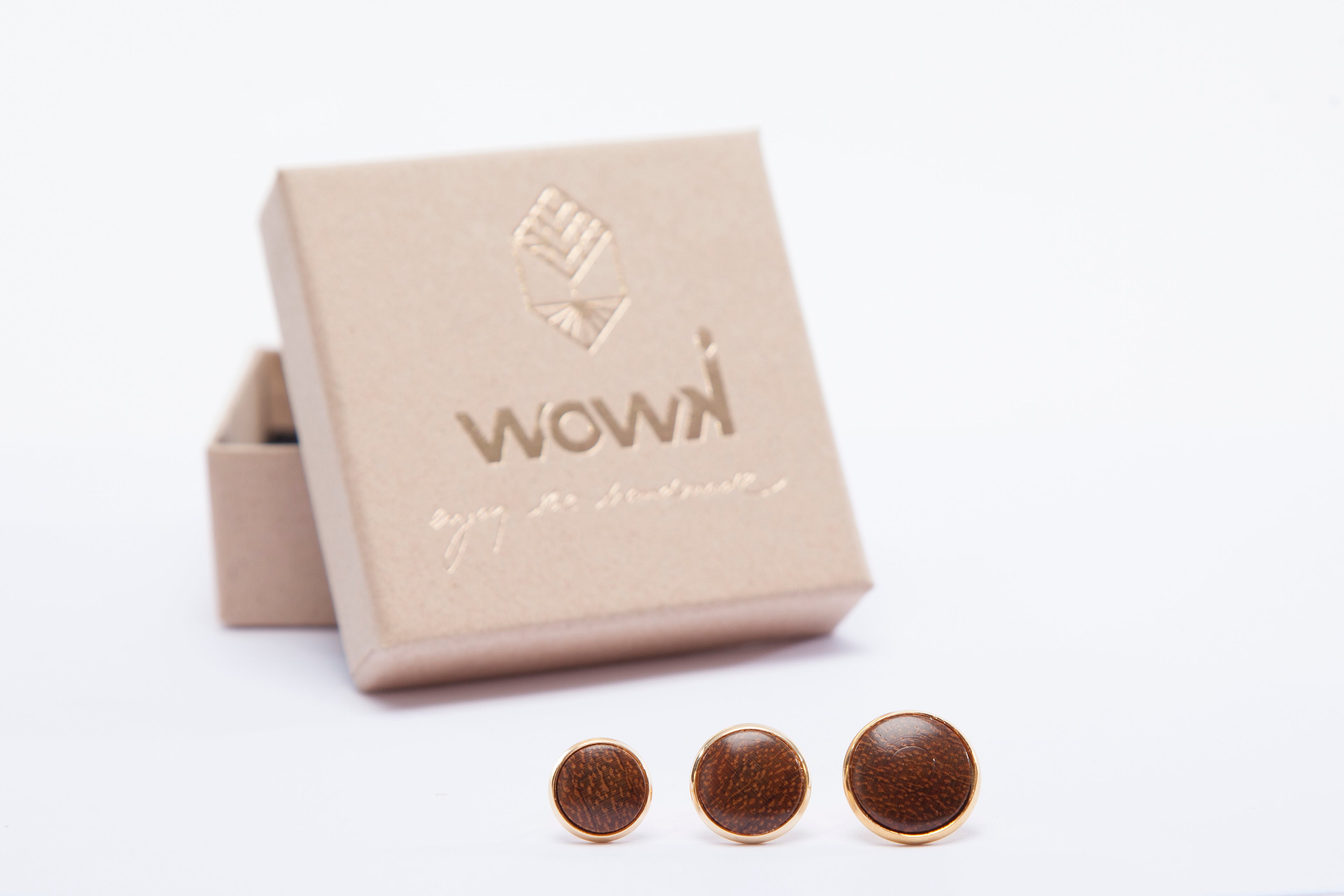 Ohrringe Gold mit Teakholz von wowki