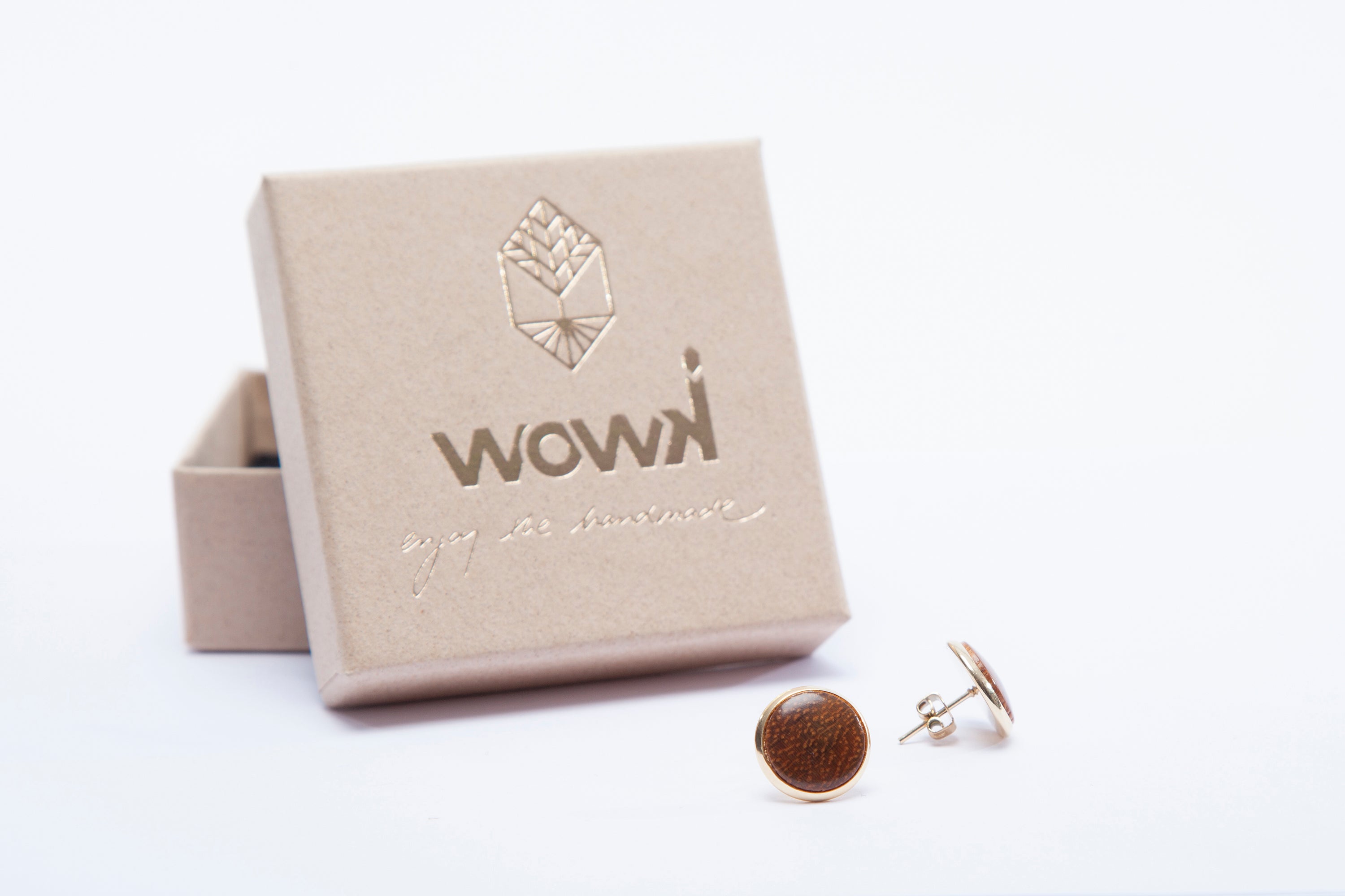 Ohrringe Gold mit Teakholz von wowki