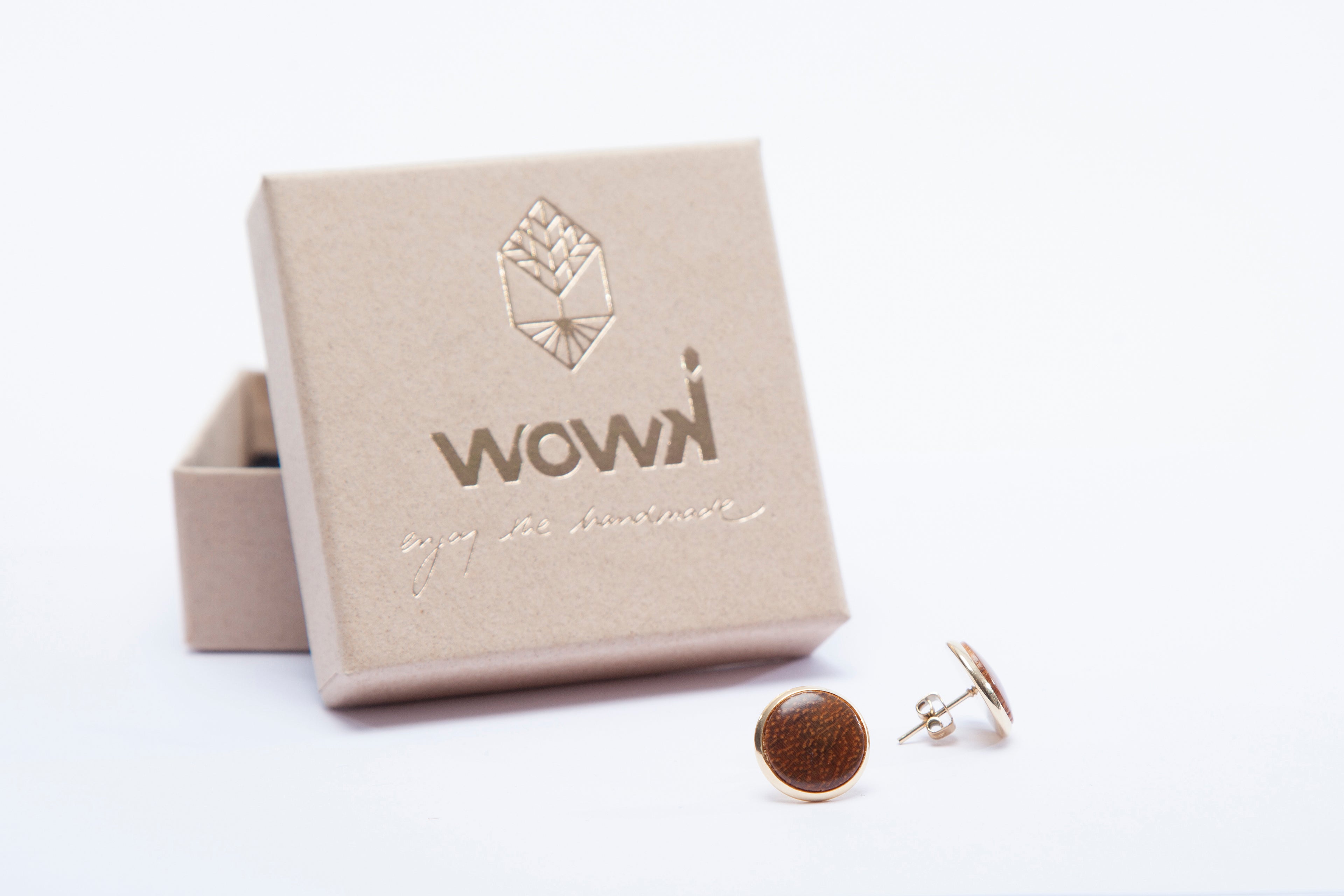 Ohrringe Gold mit Teakholz von wowki
