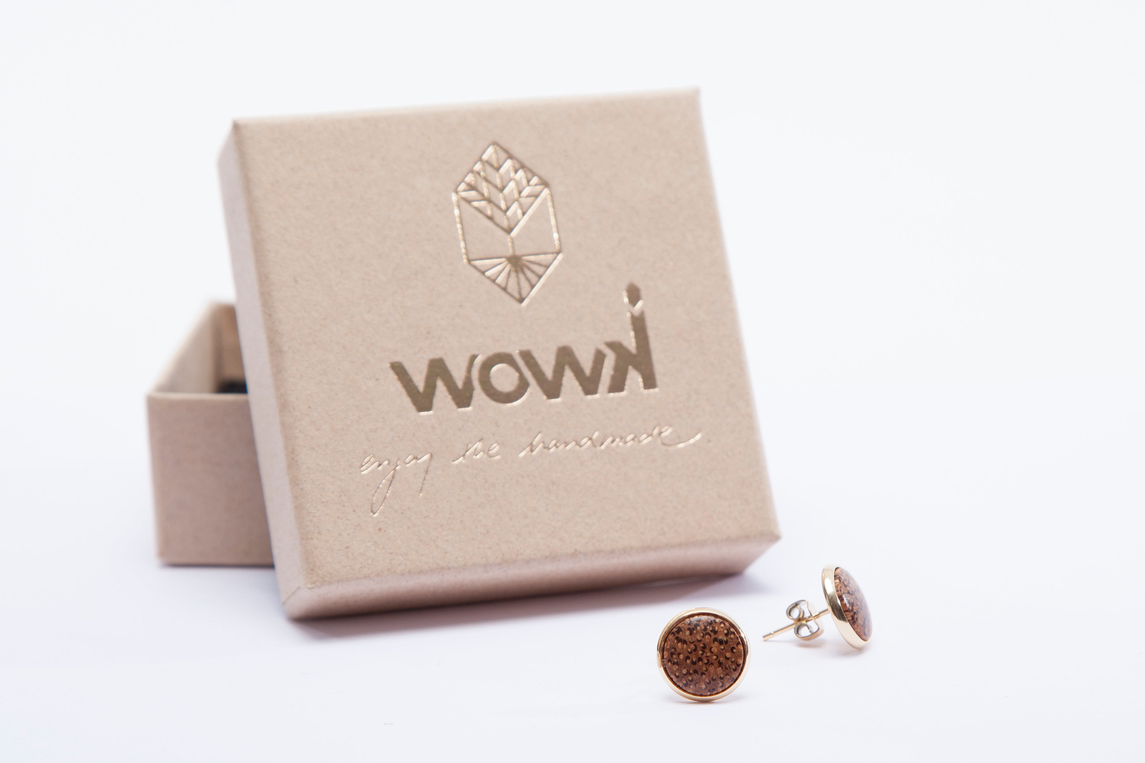 Ohrringe Gold mit hellem Palmenholz von wowki