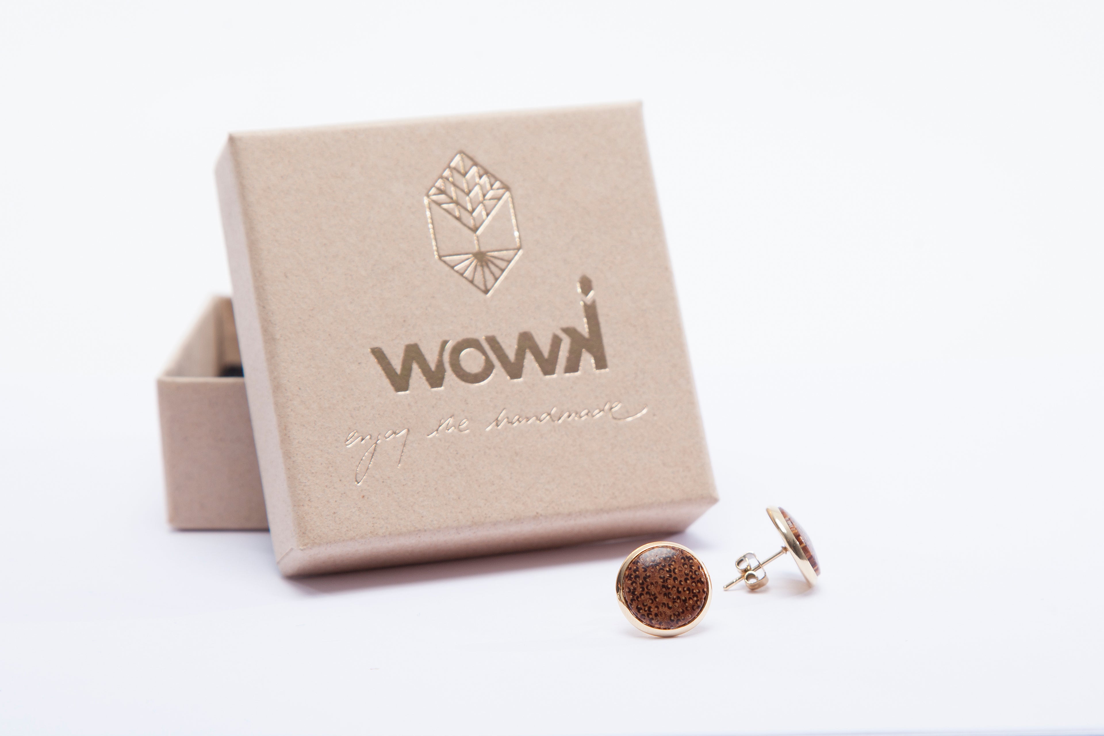 Ohrringe Gold mit hellem Palmenholz von wowki