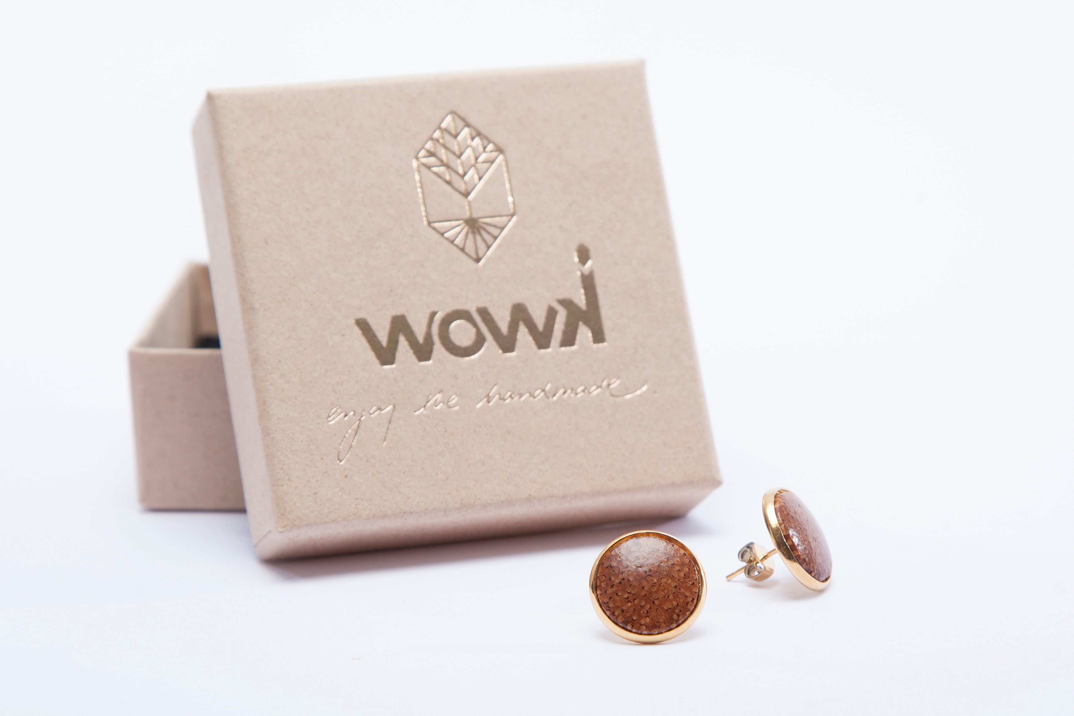 Ohrringe Gold mit hellem Palmenholz von wowki