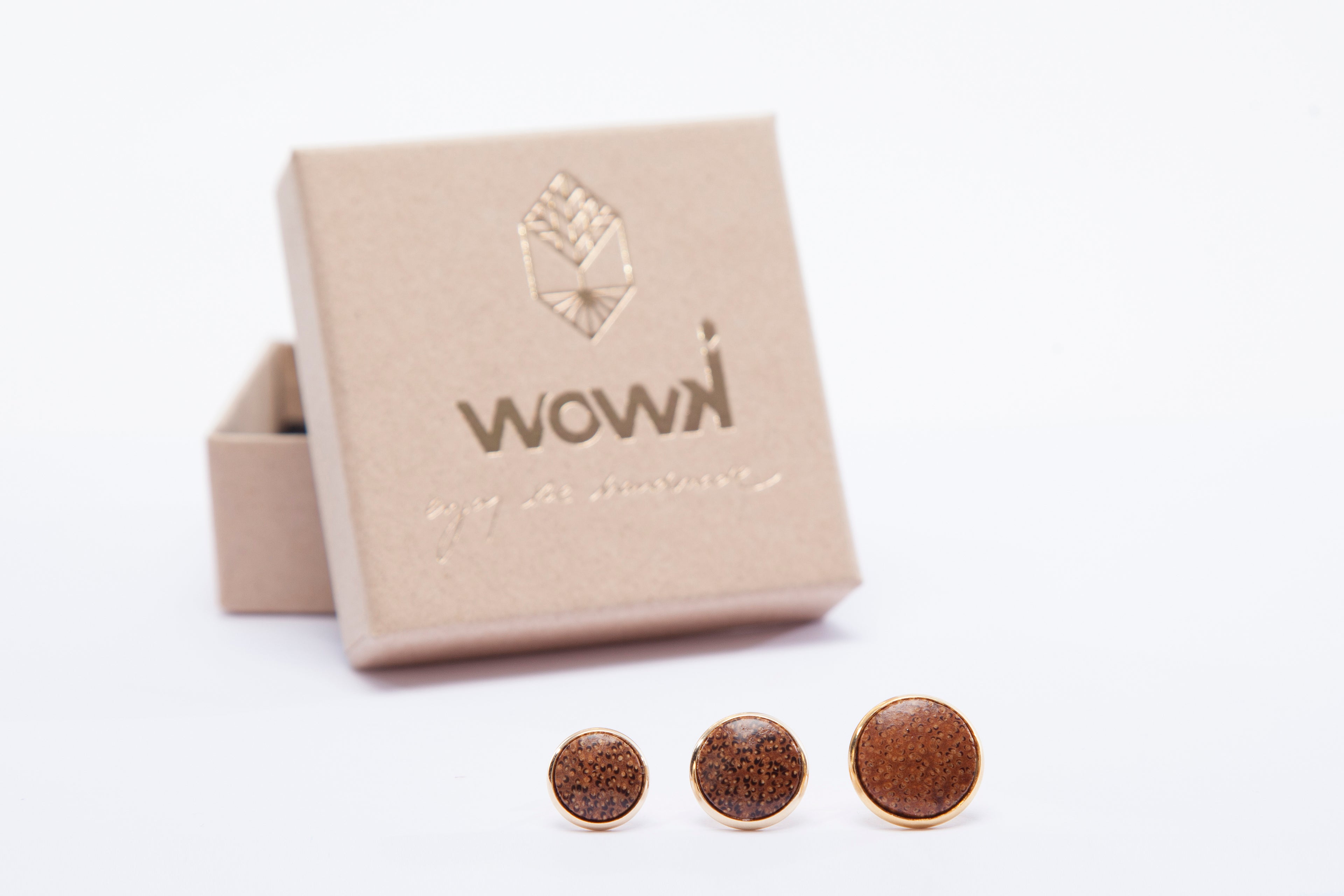 Ohrringe Gold mit hellem Palmenholz von wowki