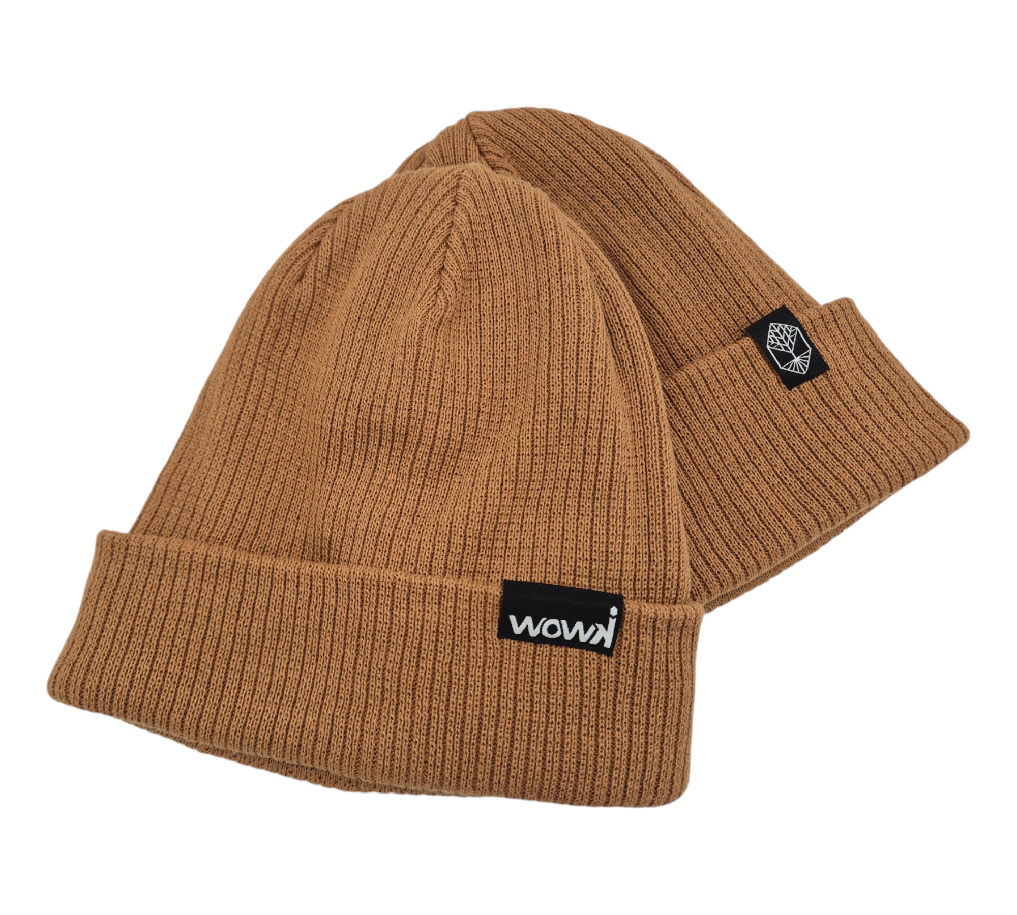 Gerippte Bio-Baumwoll Beanie von wowki in Keksbraun
