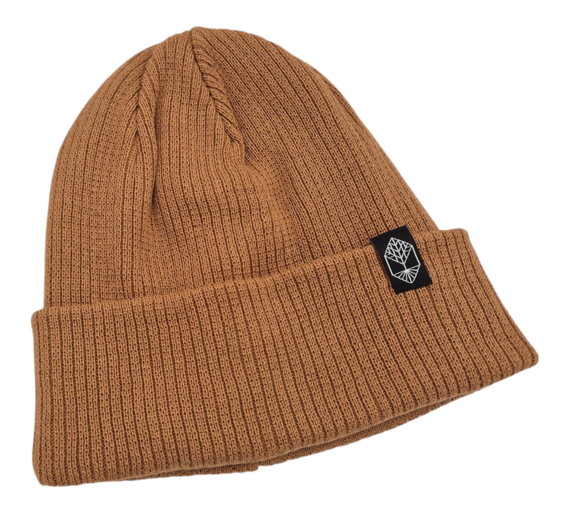 Gerippte Bio-Baumwoll Beanie von wowki in Keksbraun