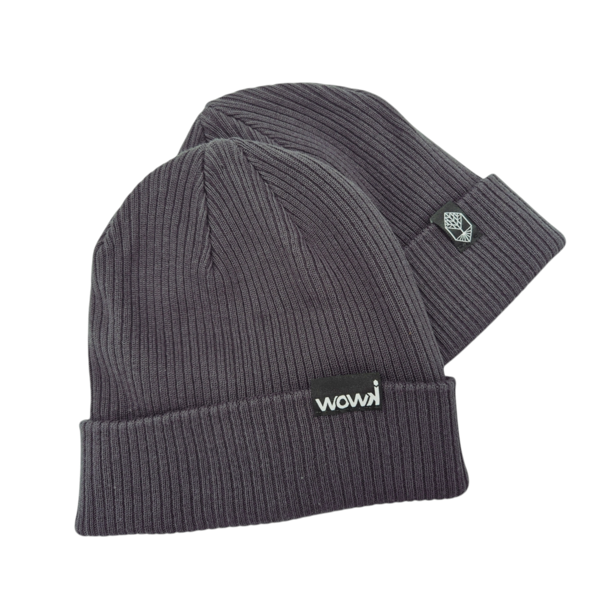 Gerippte Bio-Baumwoll Beanie von wowki in Mausgrau