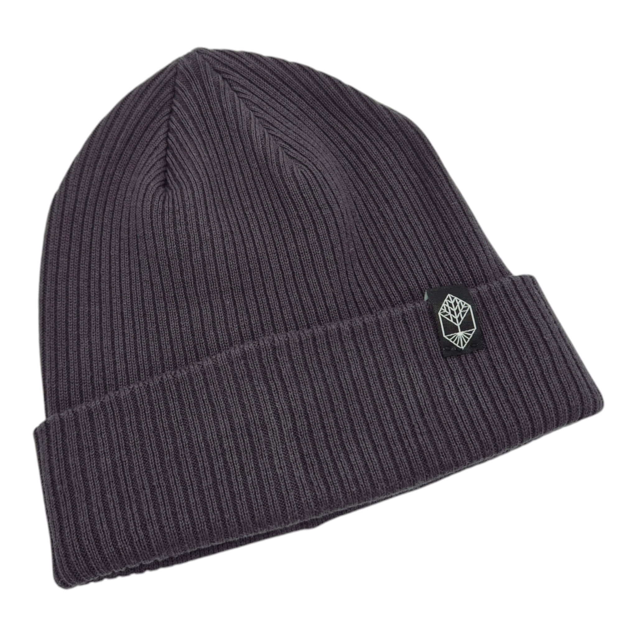 Gerippte Bio-Baumwoll Beanie von wowki in Mausgrau