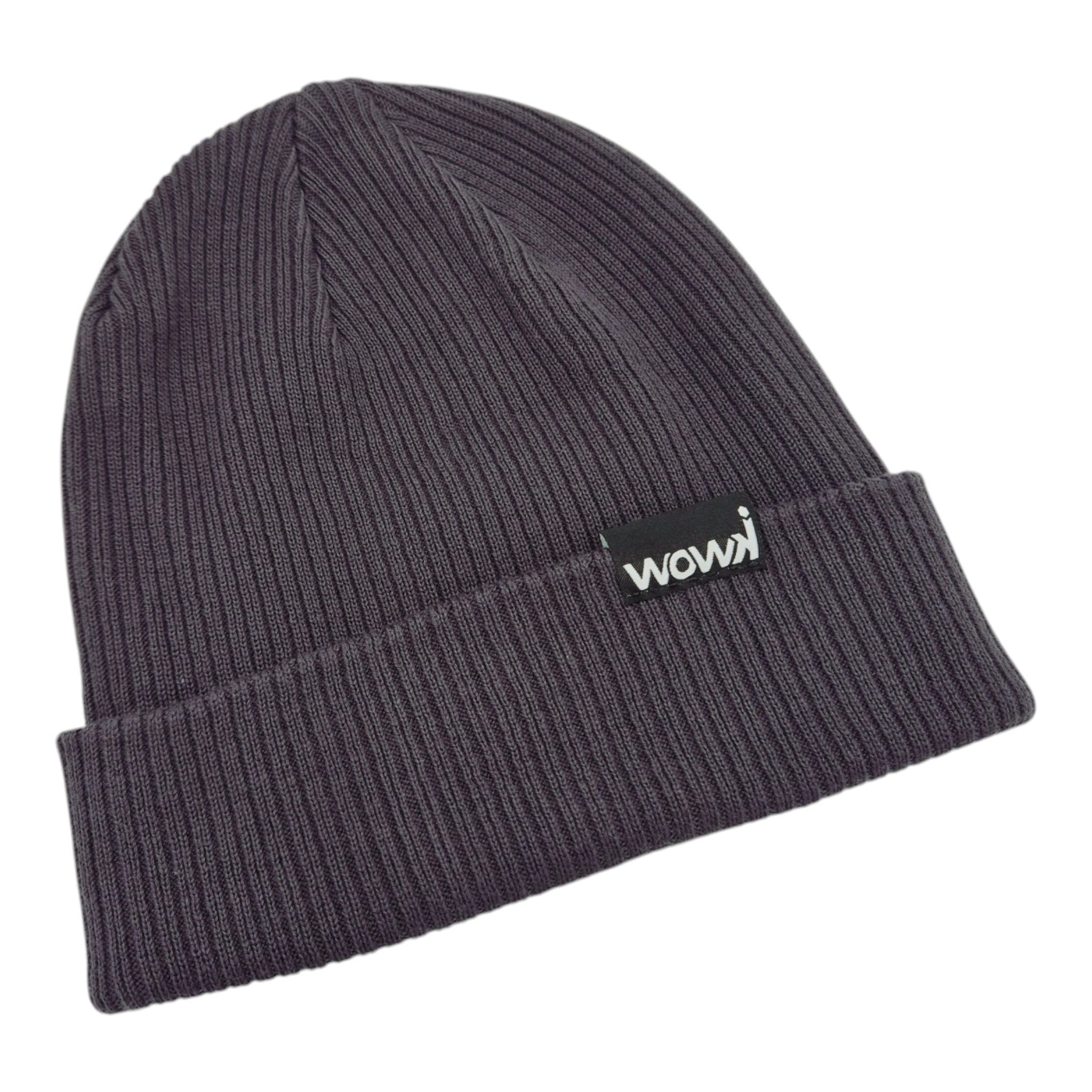 Gerippte Bio-Baumwoll Beanie von wowki in Mausgrau