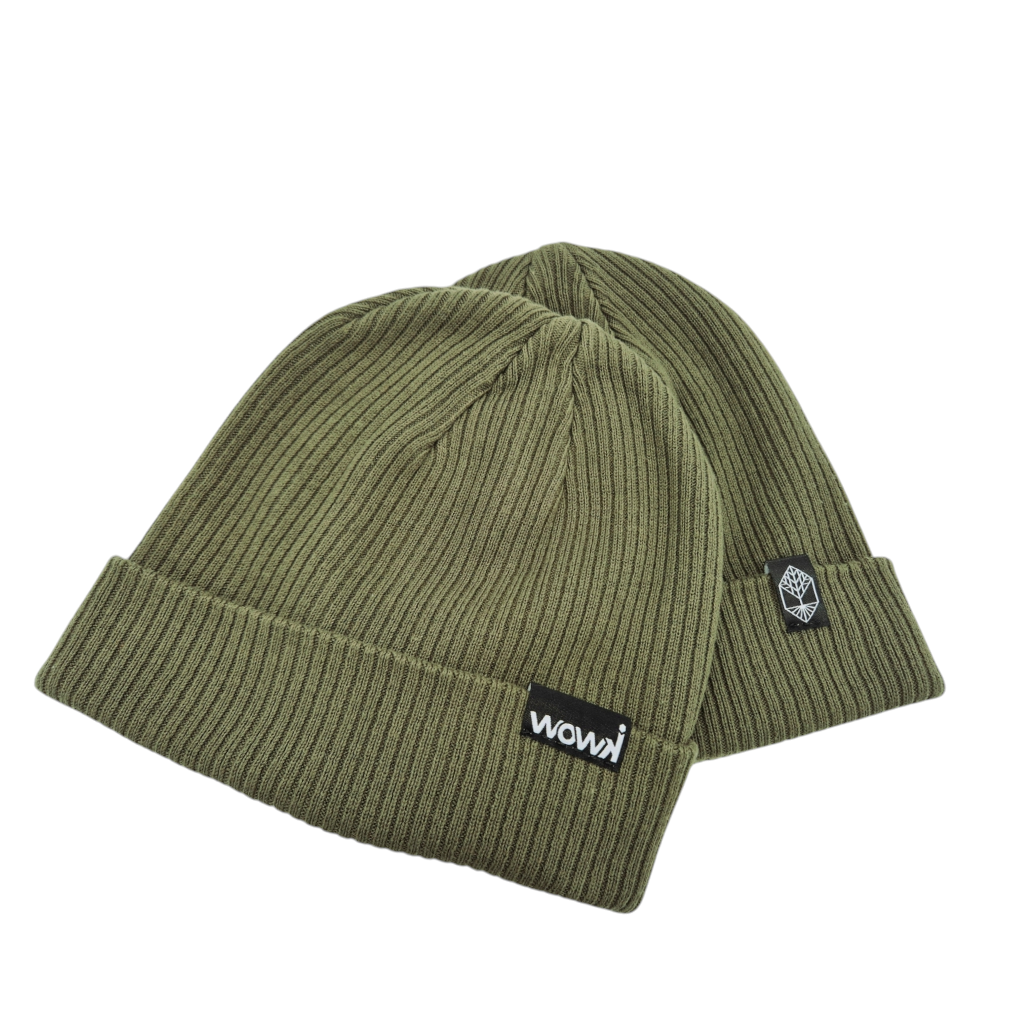 Gerippte Bio-Baumwoll Beanie von wowki in Olive