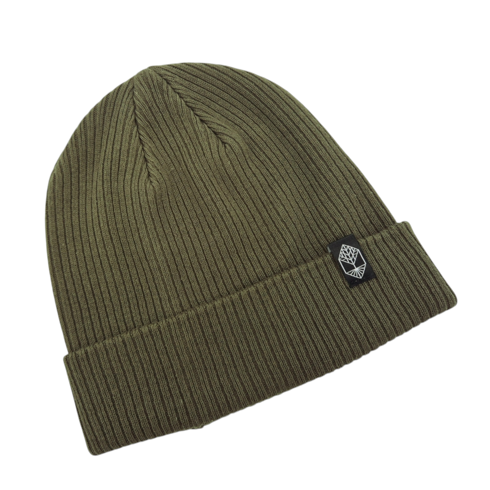 Gerippte Bio-Baumwoll Beanie von wowki in Olive