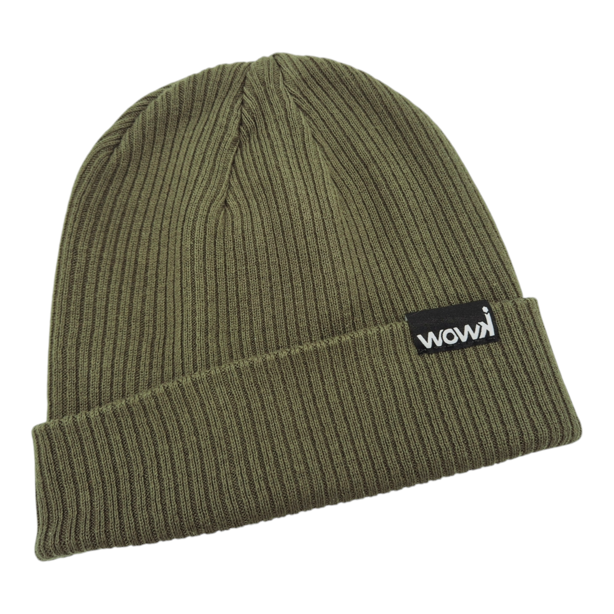 Gerippte Bio-Baumwoll Beanie von wowki in Olive