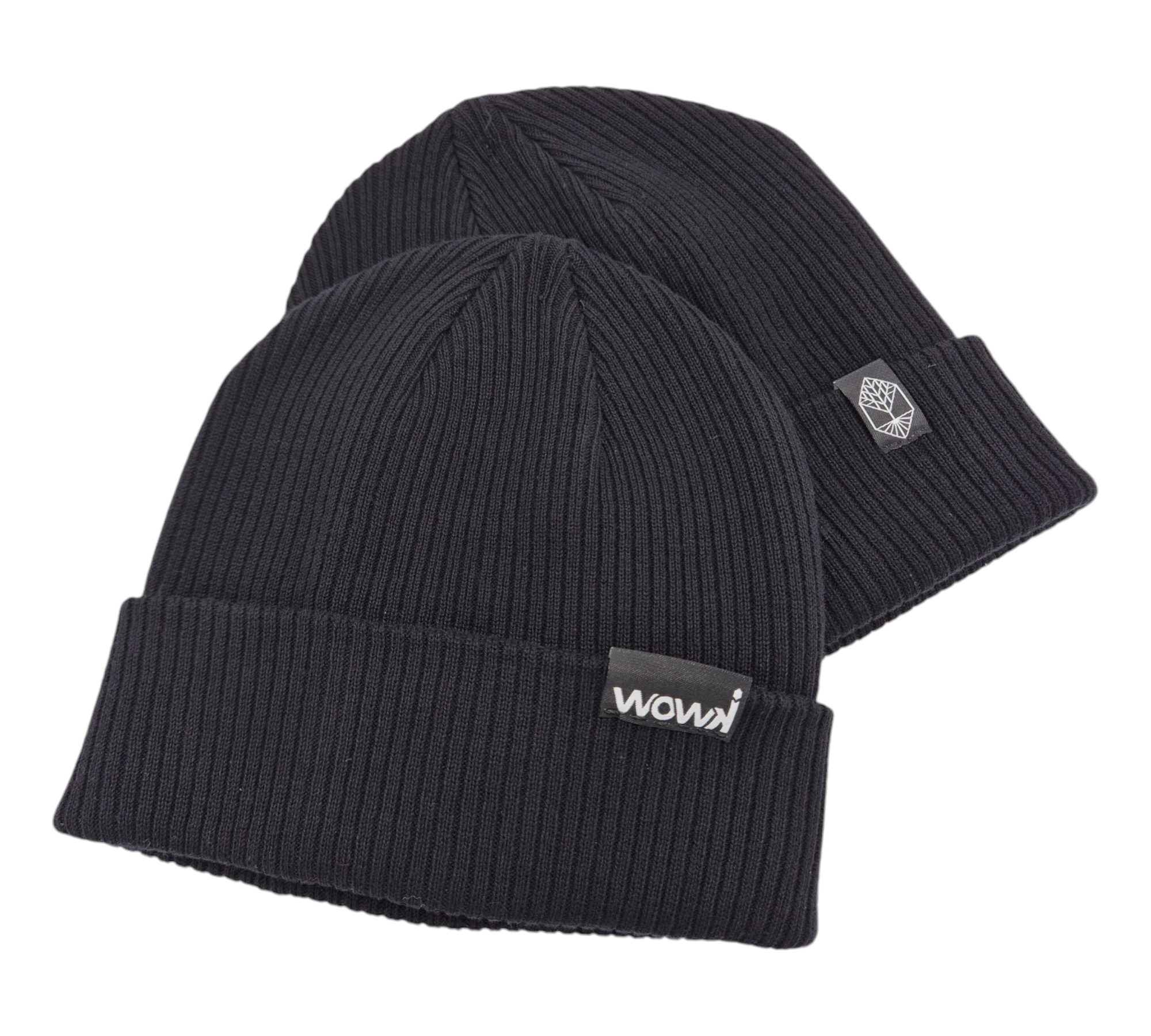 Gerippte Bio-Baumwoll Beanie von wowki in schwarz