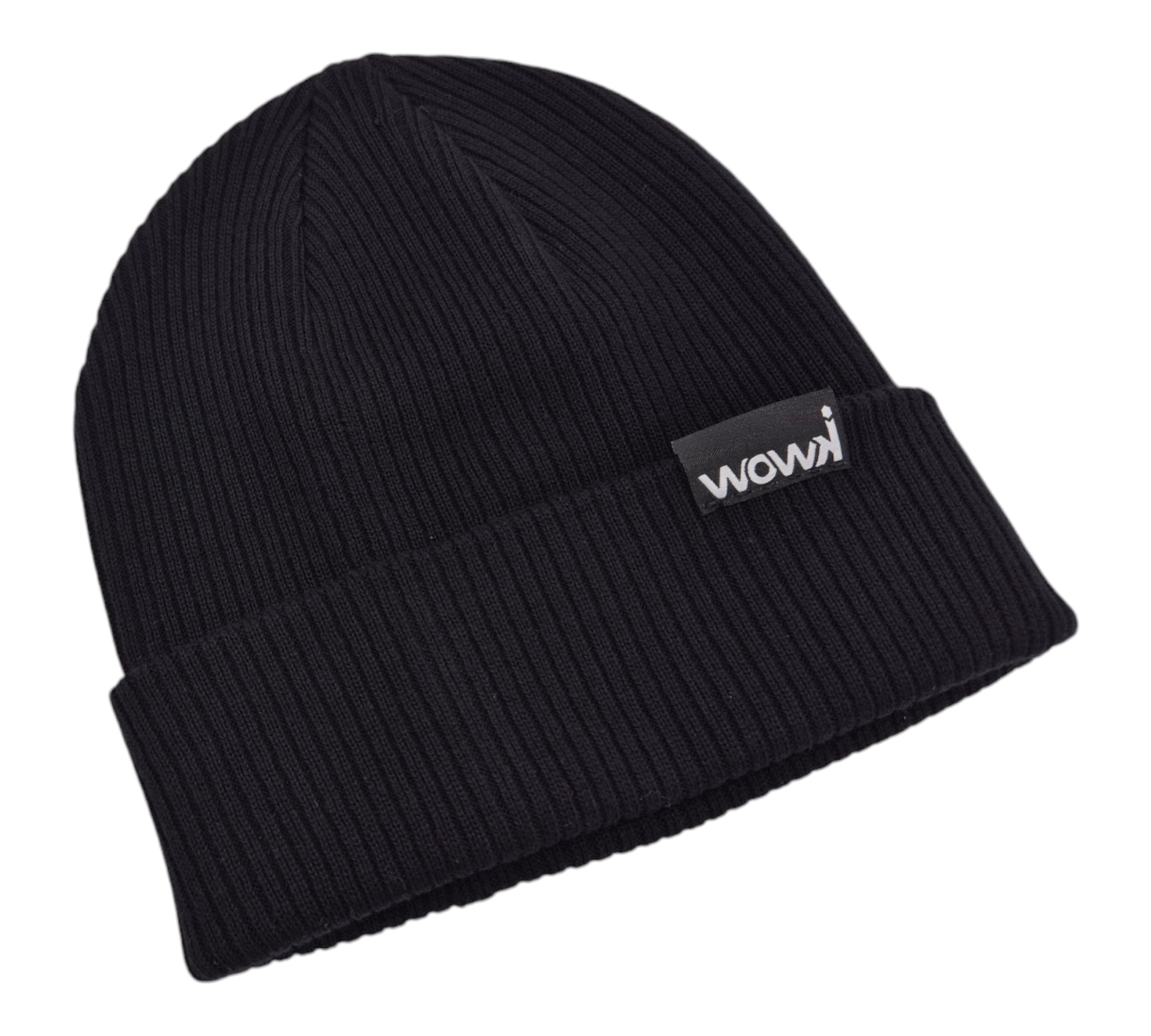 Gerippte Bio-Baumwoll Beanie von wowki in schwarz