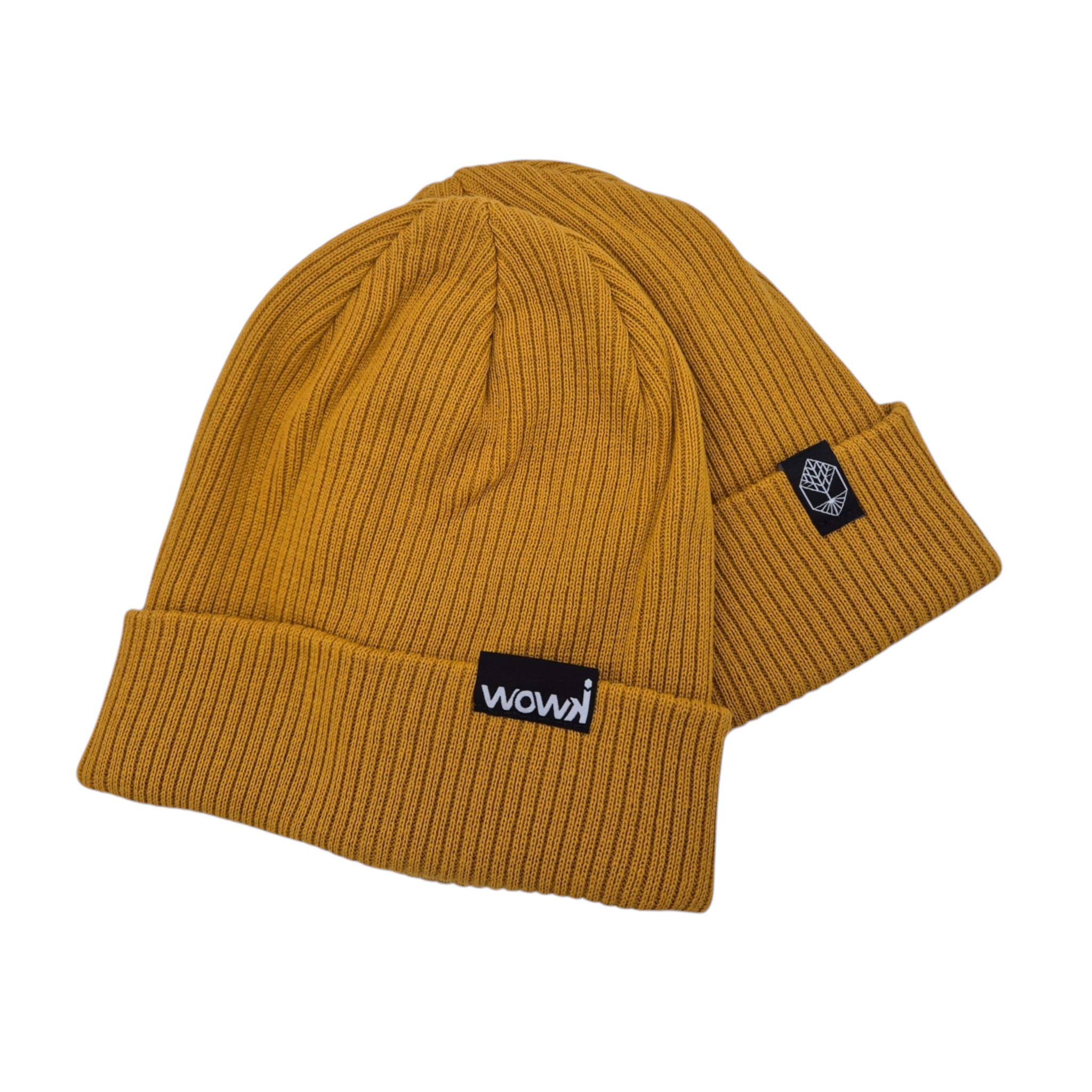 Gerippte Bio-Baumwoll Beanie von wowki in Senfgelb