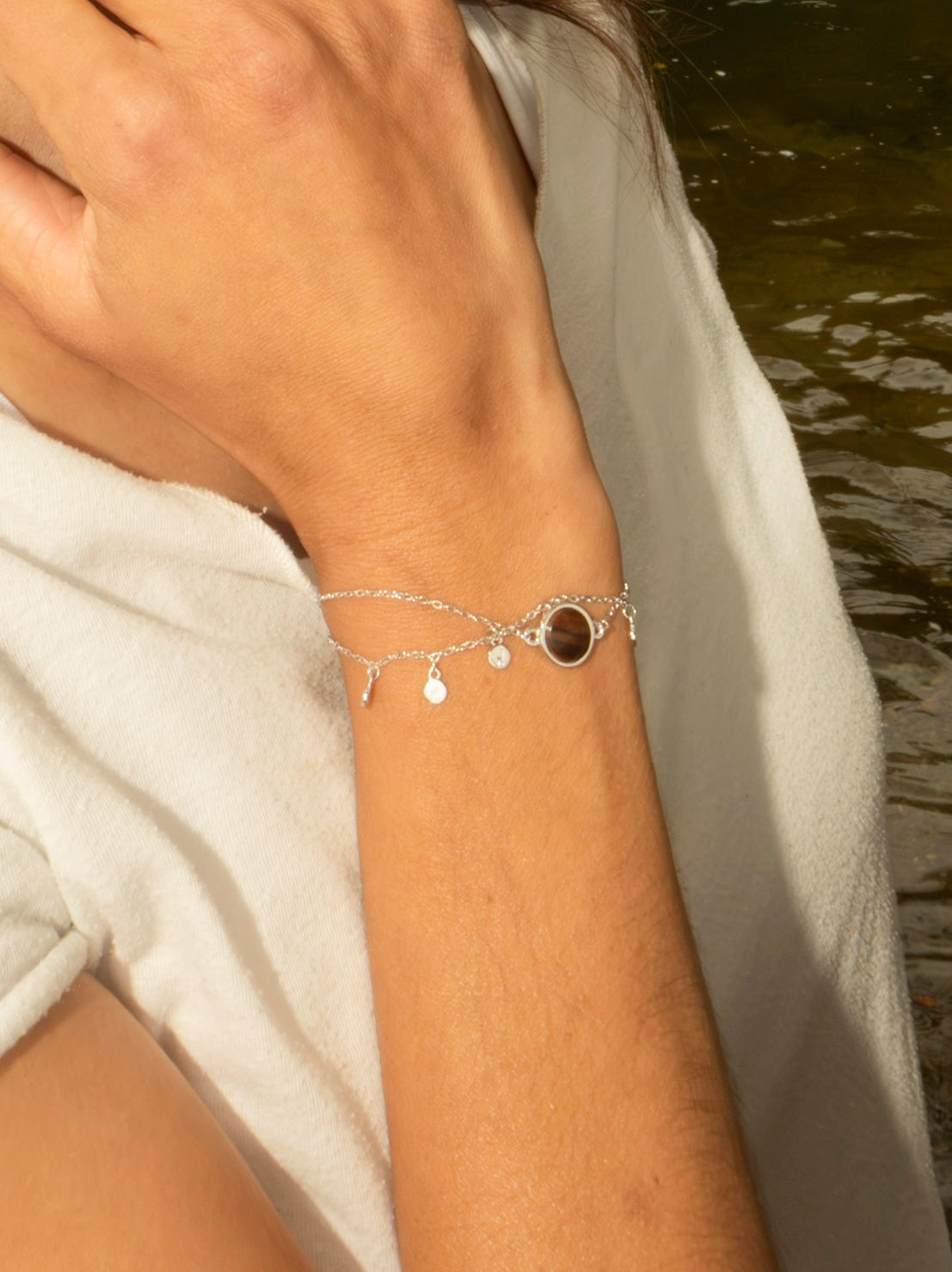 Armband mit Palisanderholz in 925 Silber (doppelt) von wowki