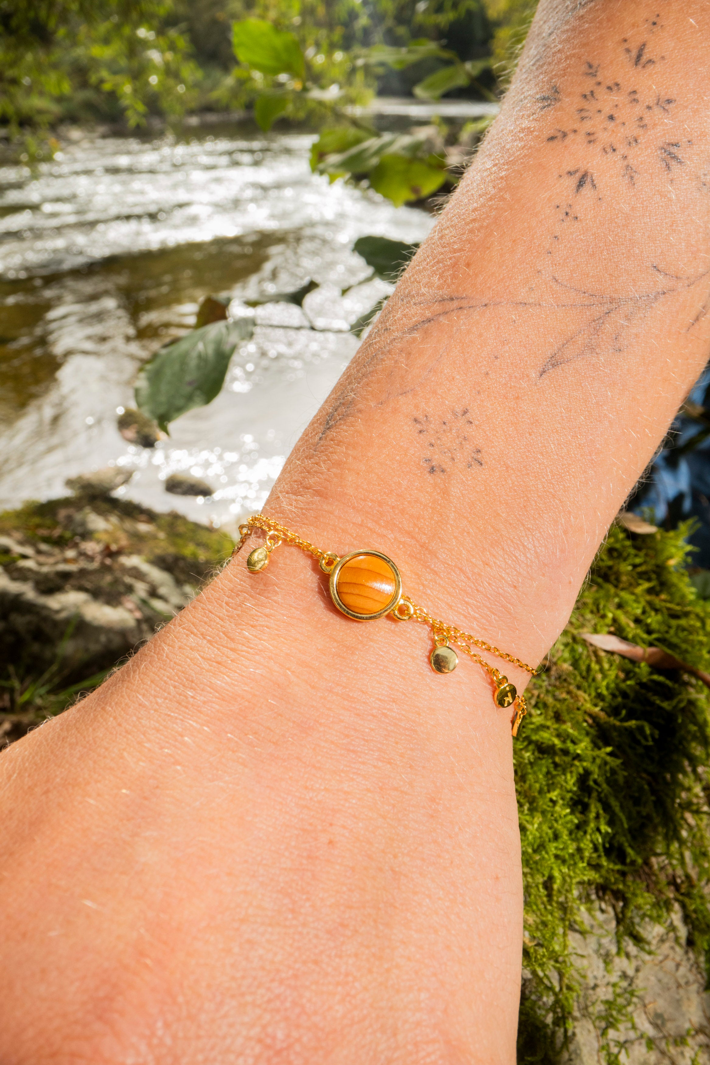 Armband mit Eibenholz in 925 Silber (doppelt) von wowki