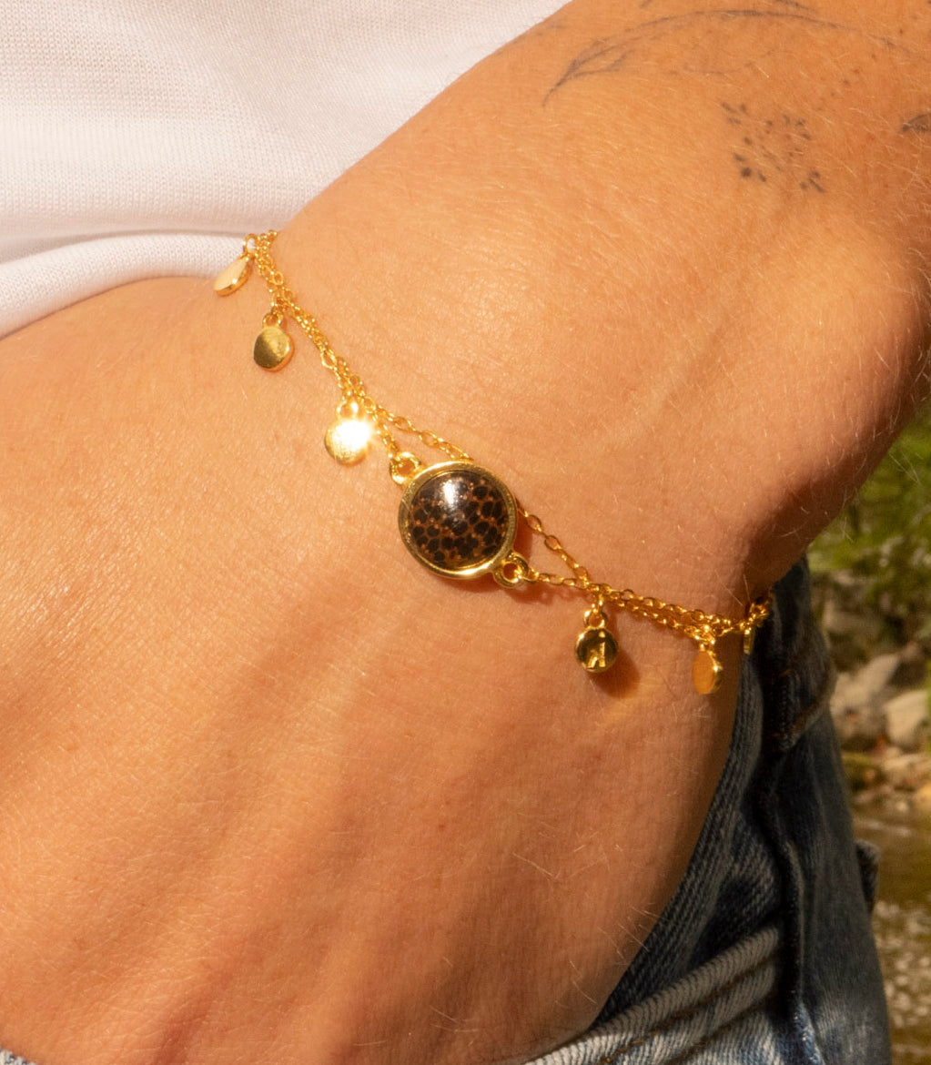 Armband mit Dunklem Palmenholz in 925 Silber (doppelt) von wowki
