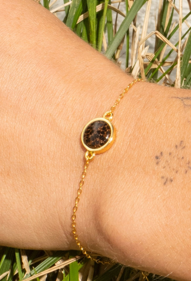 Armband mit Dunklem Palmenholz in 925 Silber (einfach) von wowki