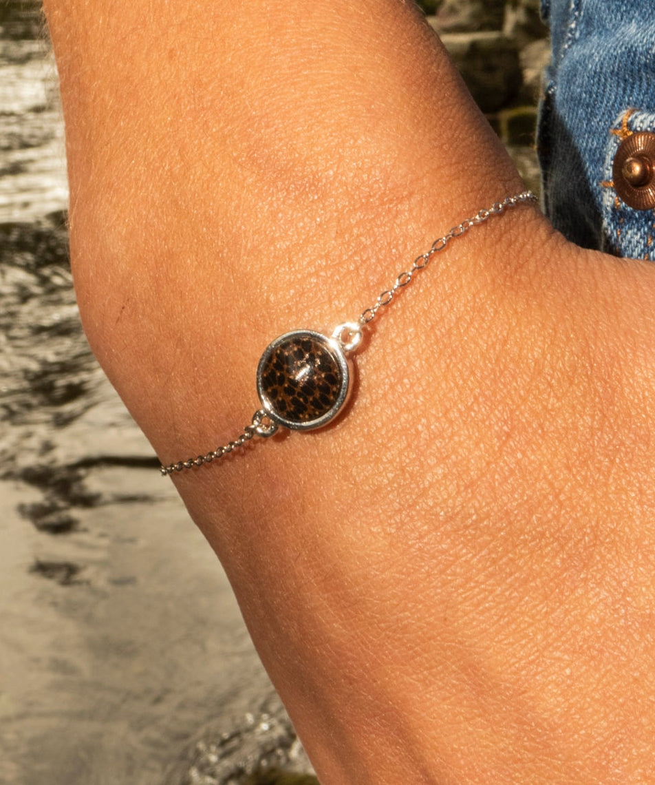 Armband mit Dunklem Palmenholz in 925 Silber (einfach) von wowki