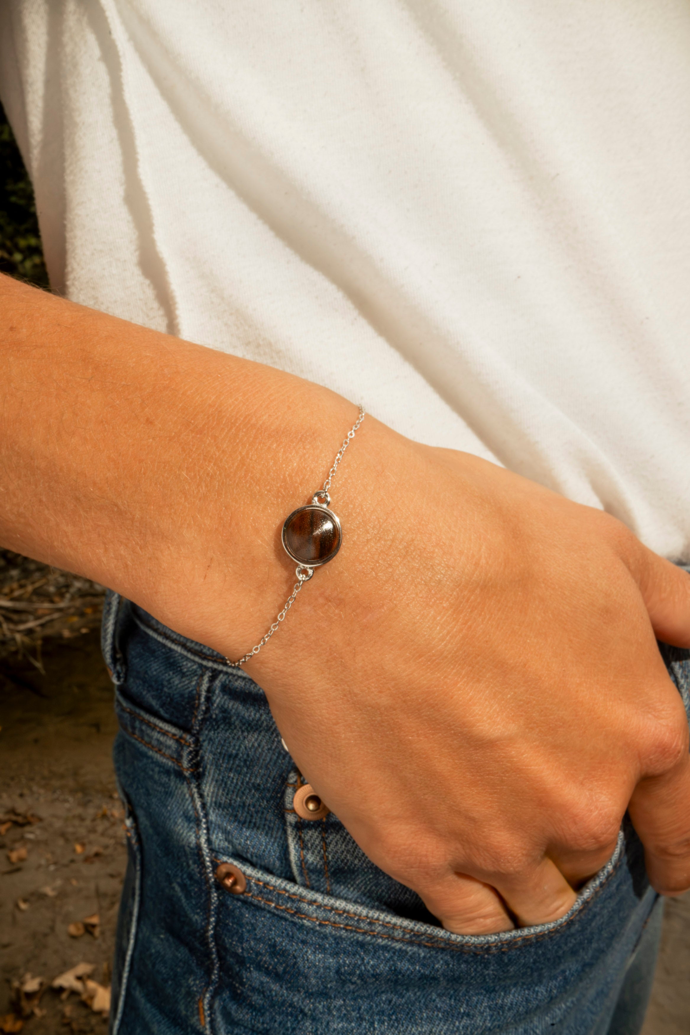 Armband mit Palisanderholz in 925 Silber (einfach) von wowki