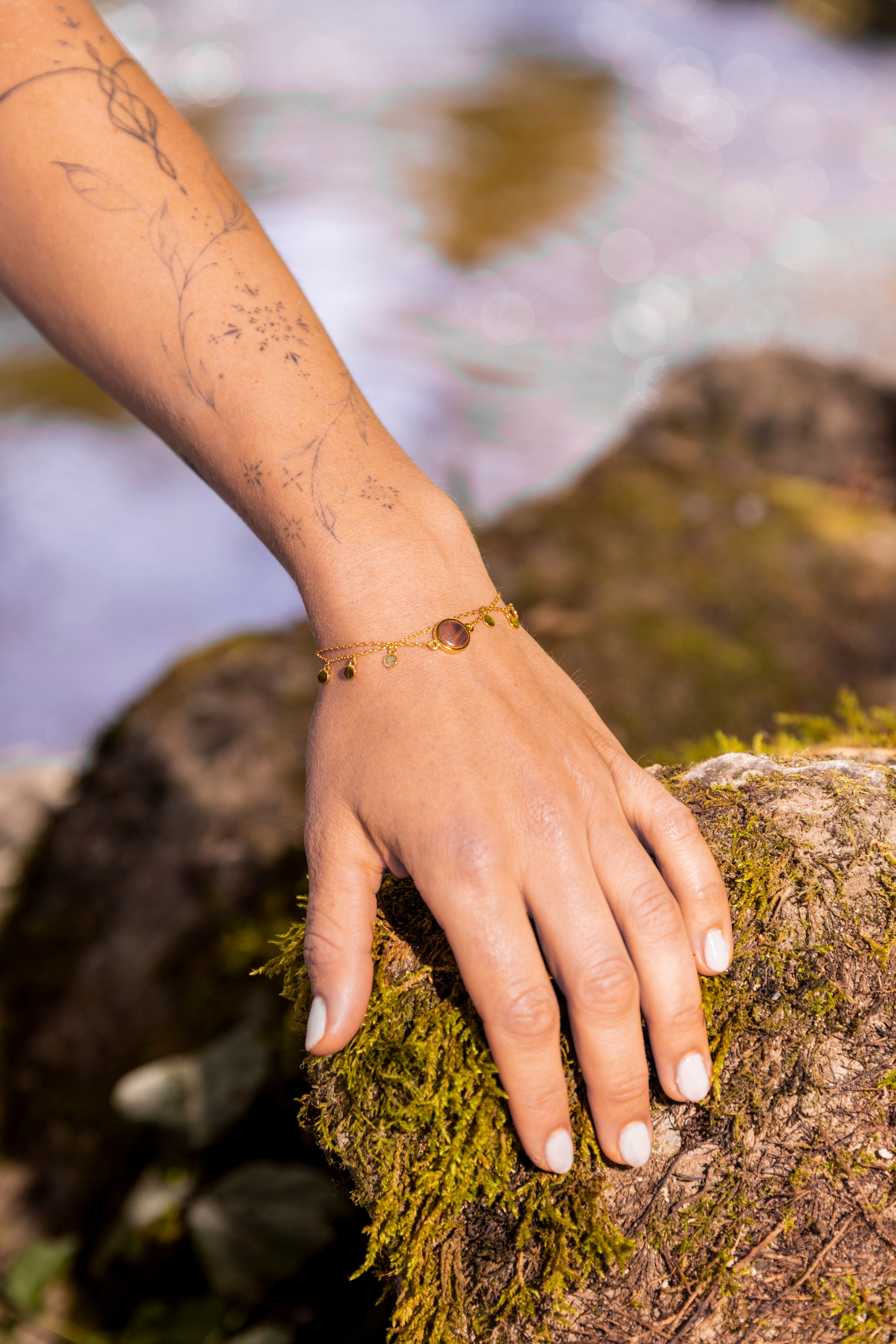 Armband mit Pflaumenholz in 925 Silber (doppelt) von wowki