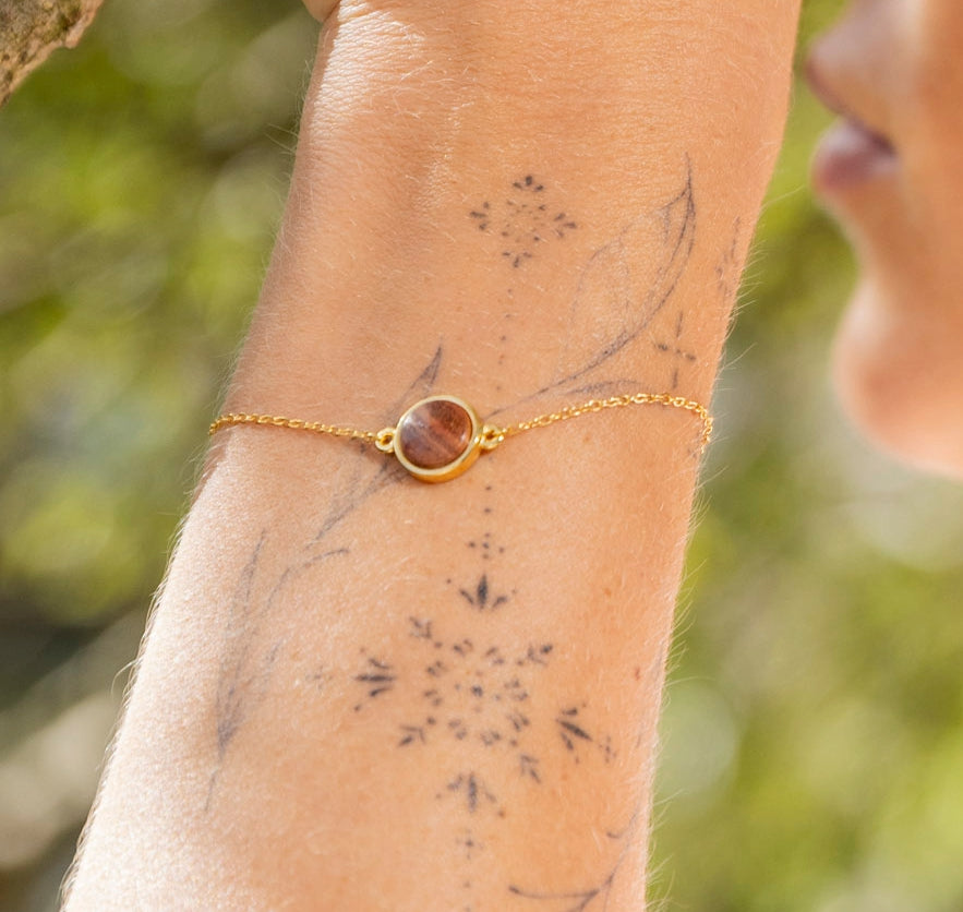 Armband mit Pflaumenholz in 925 Silber (einfach) von wowki