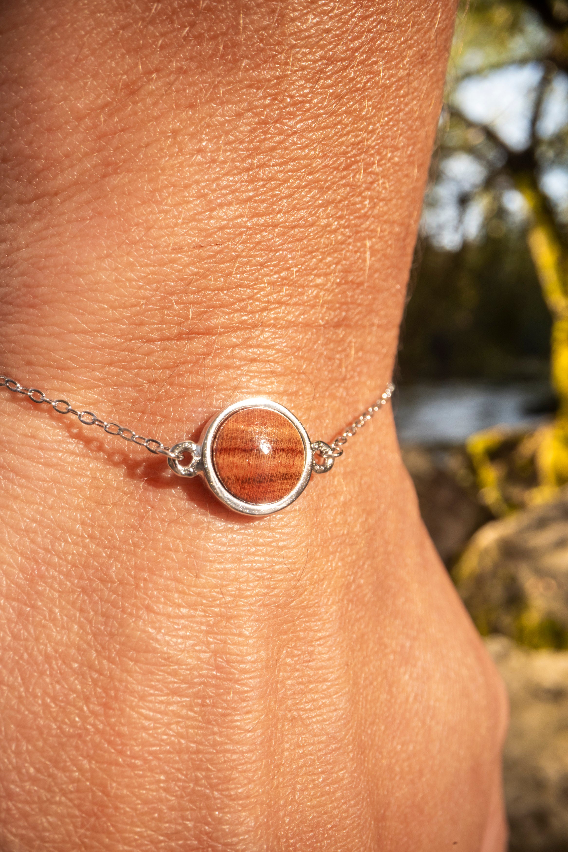 Armband mit Pflaumenholz in 925 Silber (einfach) von wowki