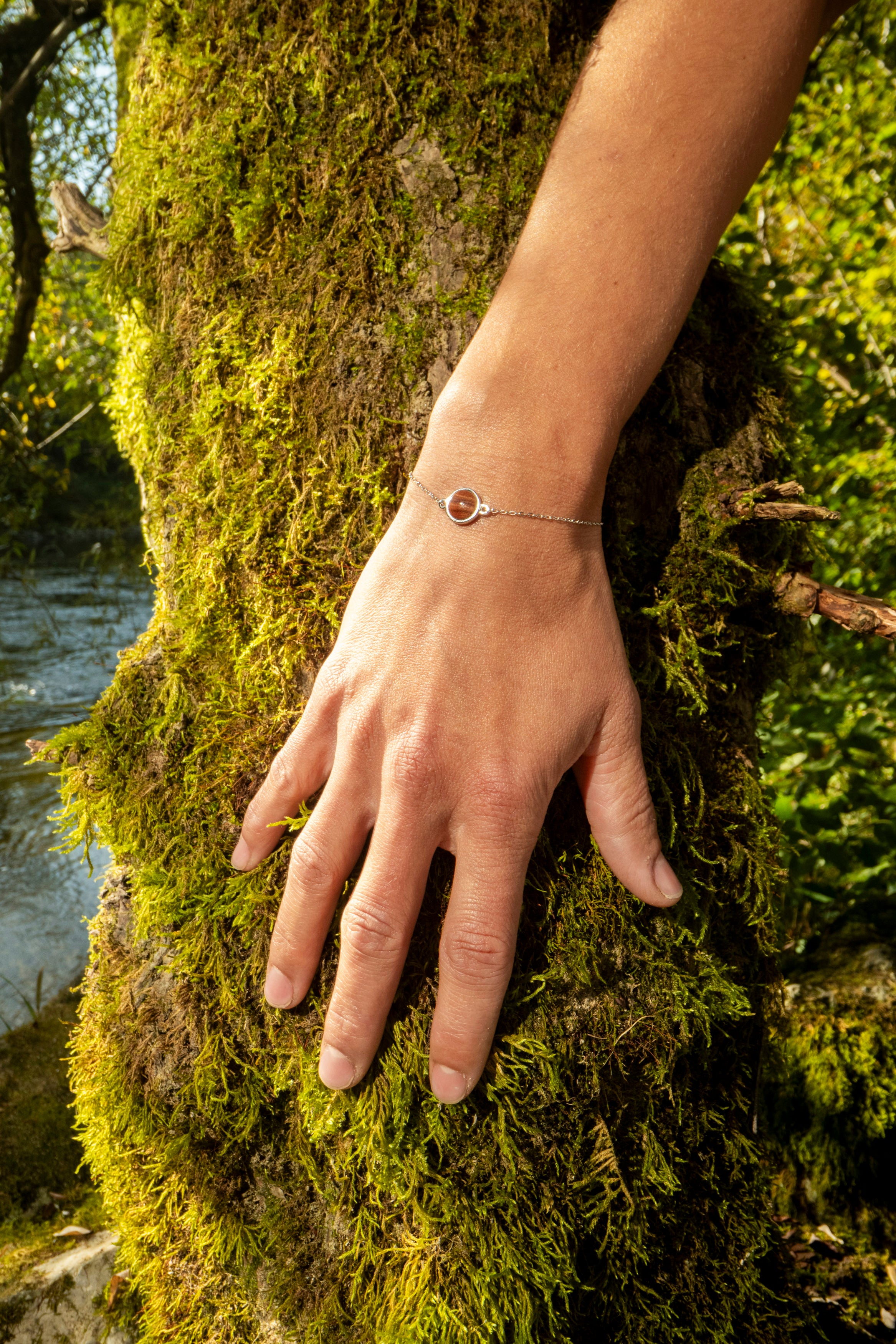 Armband mit Pflaumenholz in 925 Silber (einfach) von wowki