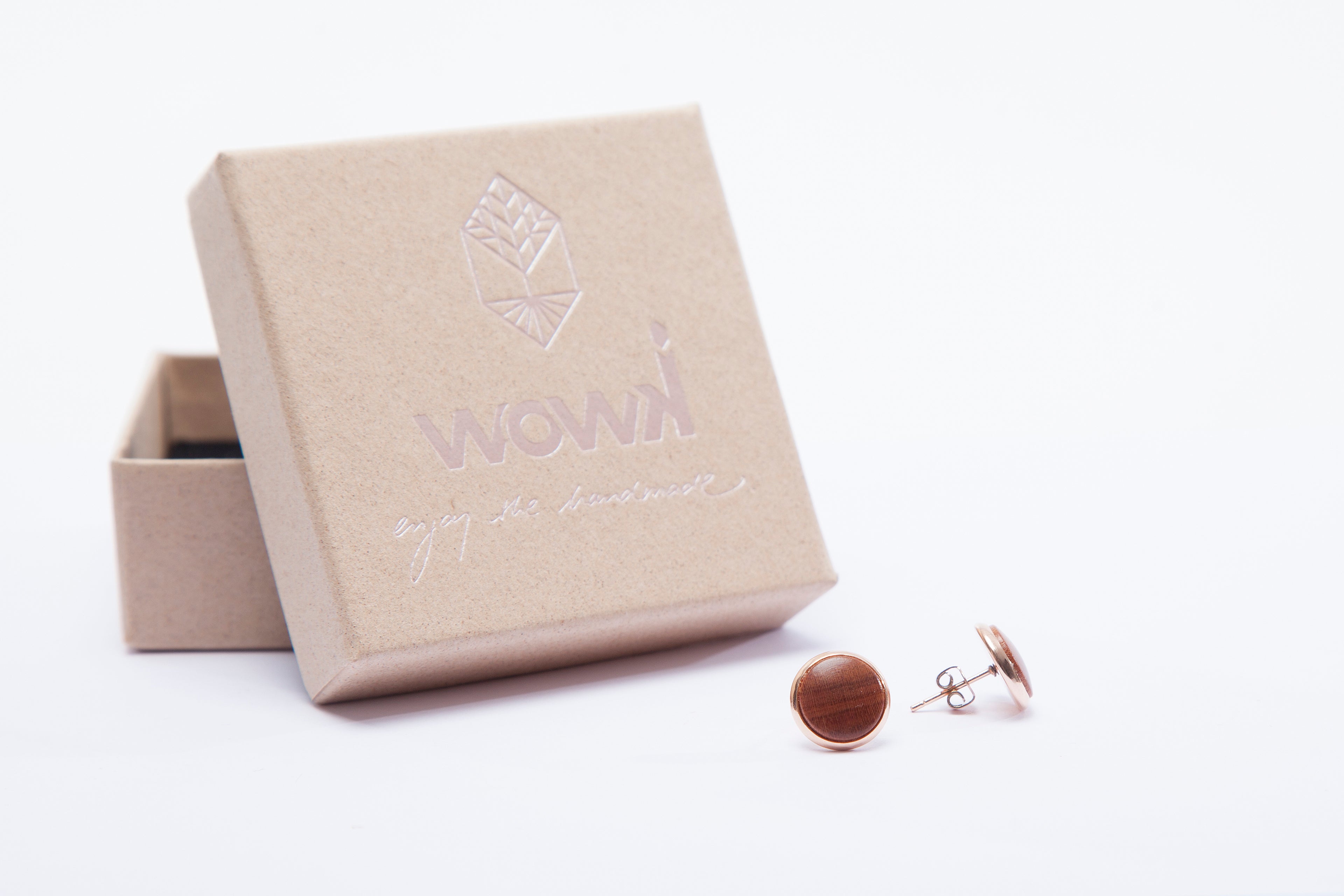 Ohrringe Roségold mit Pflaumenholz von wowki
