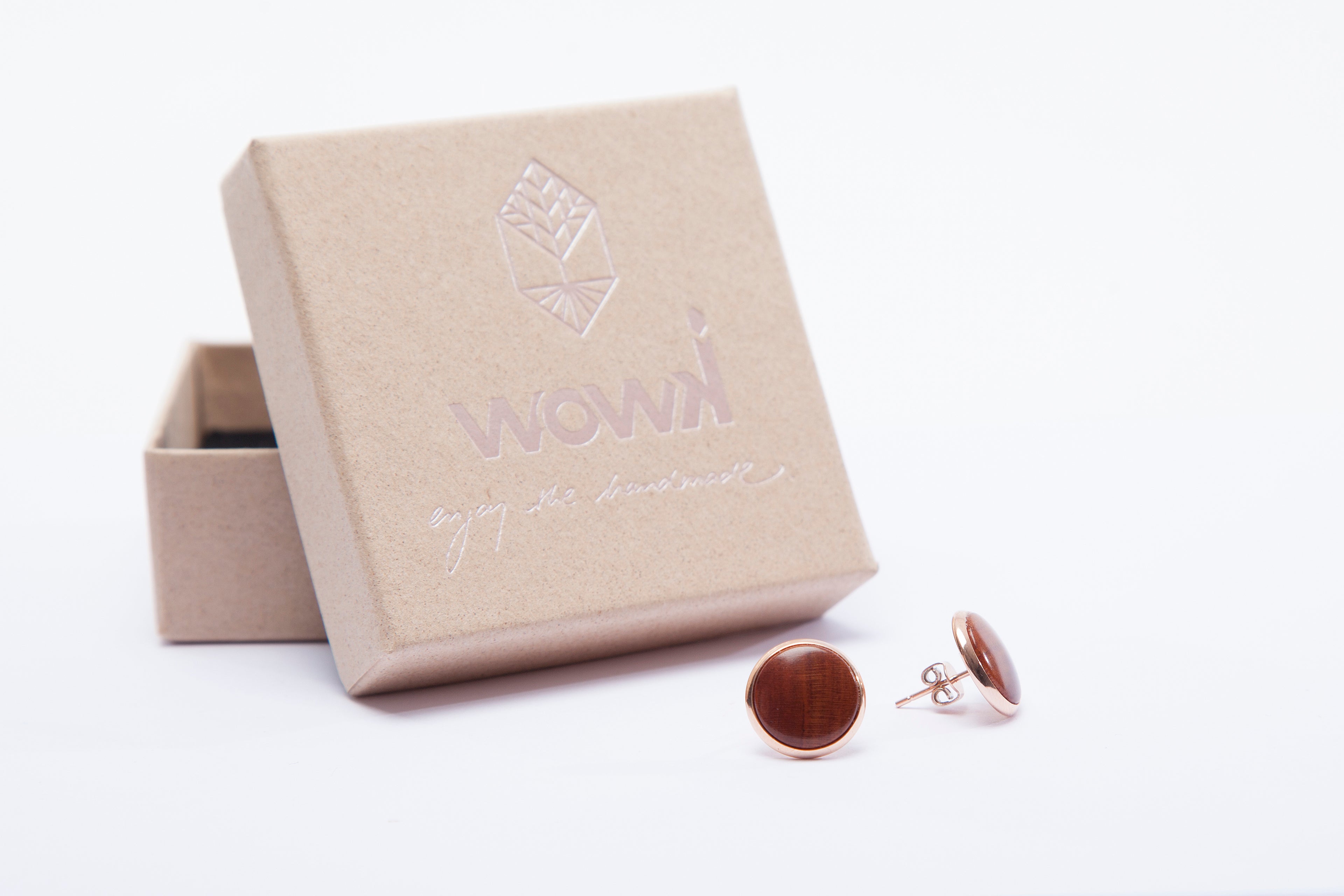 Ohrringe Roségold mit Pflaumenholz von wowki