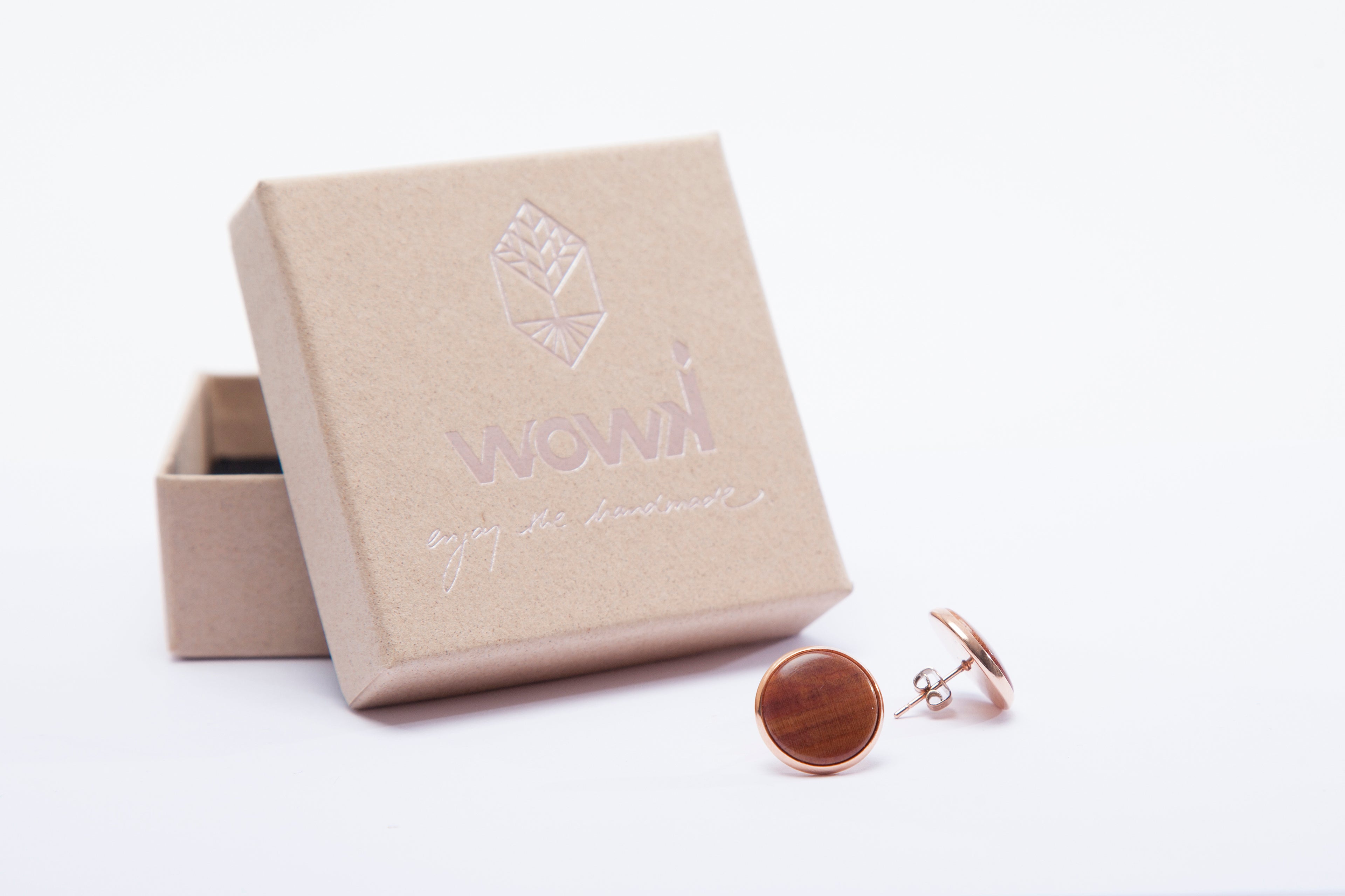 Ohrringe Roségold mit Pflaumenholz von wowki