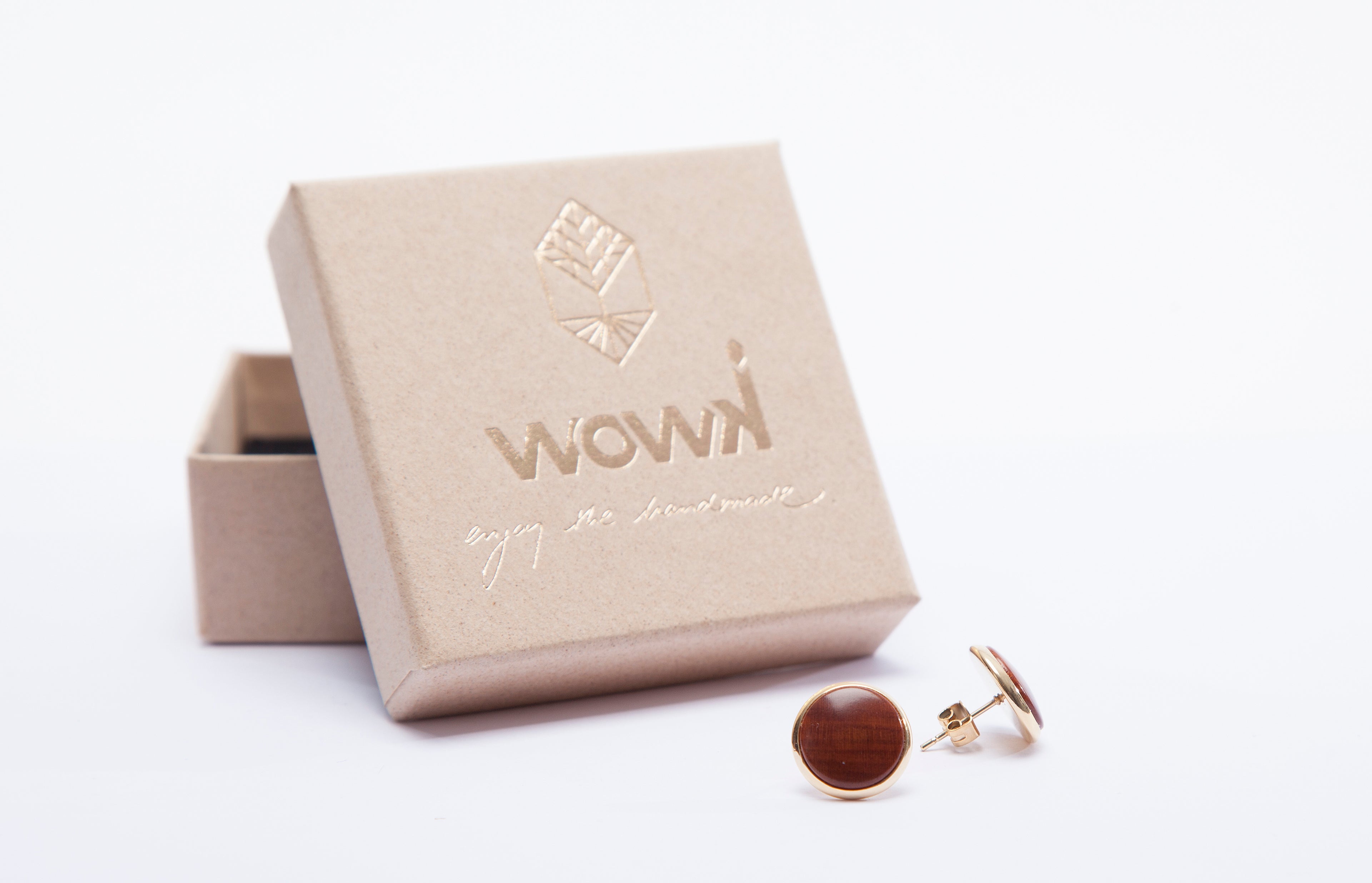 Ohrringe Gold mit Pflaumenholz von wowki